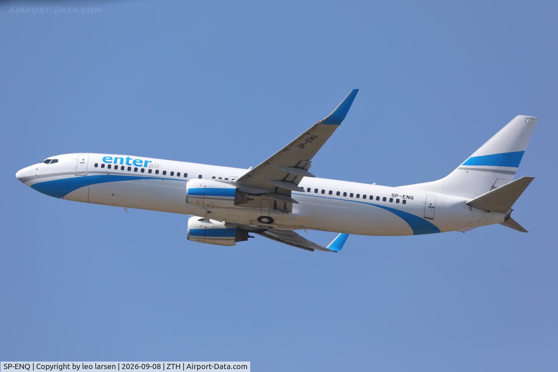 Aircraft SP-ENQ, 1998 Boeing 737-85R, c/n 29036, Zakynthos 8.9.2026, at ZTH, photo by leo larsen