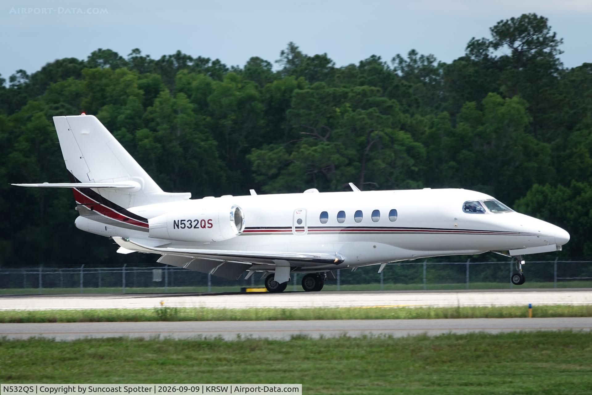Aircraft N532QS, 2017 Cessna 680A Citation Latitude, c/n 680A-0073, Execjet 532 arrives at Southwest Florida International Airport following flight from St Pete-Clearwater International Airport, at KRSW, photo by Suncoast Spotter