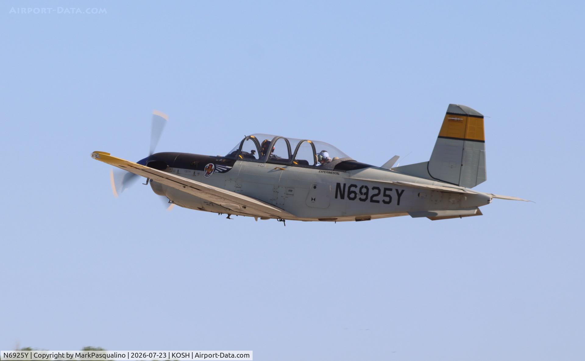 Aircraft N6925Y, Beech T-34C-1 Turbo Mentor, c/n GM-94, Beech T-34C-1, at KOSH, photo by MarkPasqualino