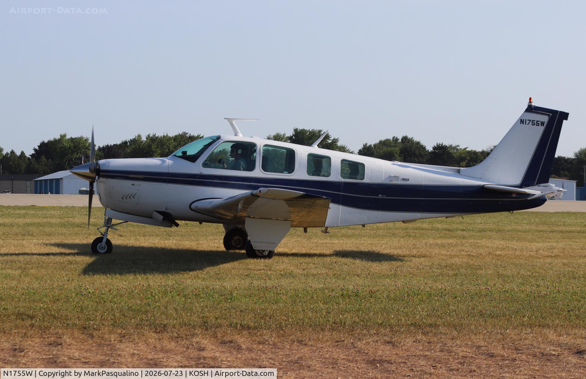 Aircraft N1755W, 1972 Beech A36 Bonanza 36, c/n E-374, Beech A36, at KOSH, photo by MarkPasqualino