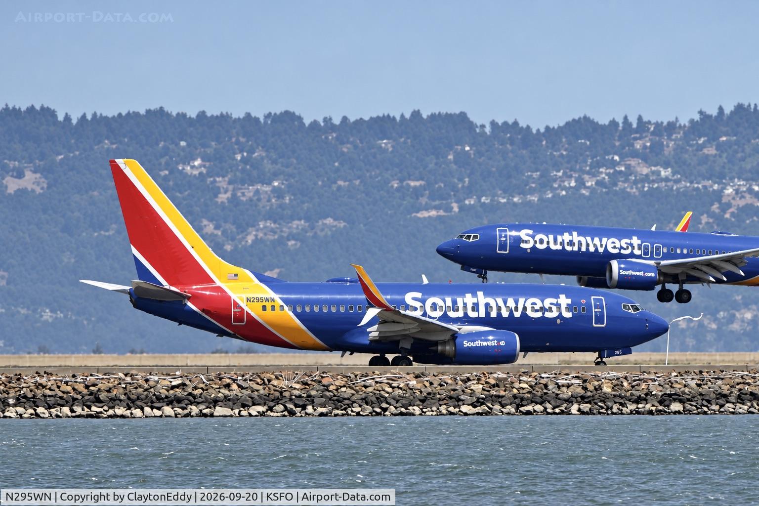 Aircraft N295WN, 2007 Boeing 737-7H4, c/n 32541, SFO 2026, at KSFO, photo by ClaytonEddy