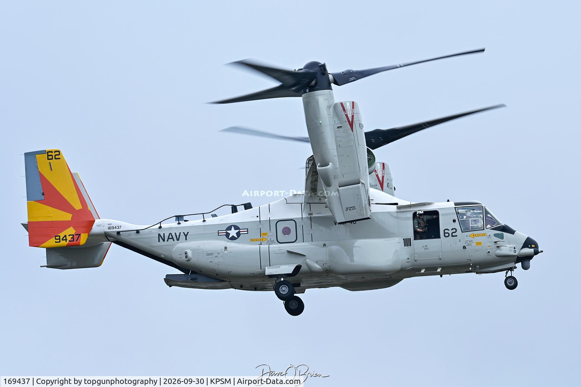 Aircraft 169437, Bell-Boeing CMV-22B Osprey, c/n D2003, BISON61 stops in with 3 HMX-1 Osprey's, at KPSM, photo by topgunphotography