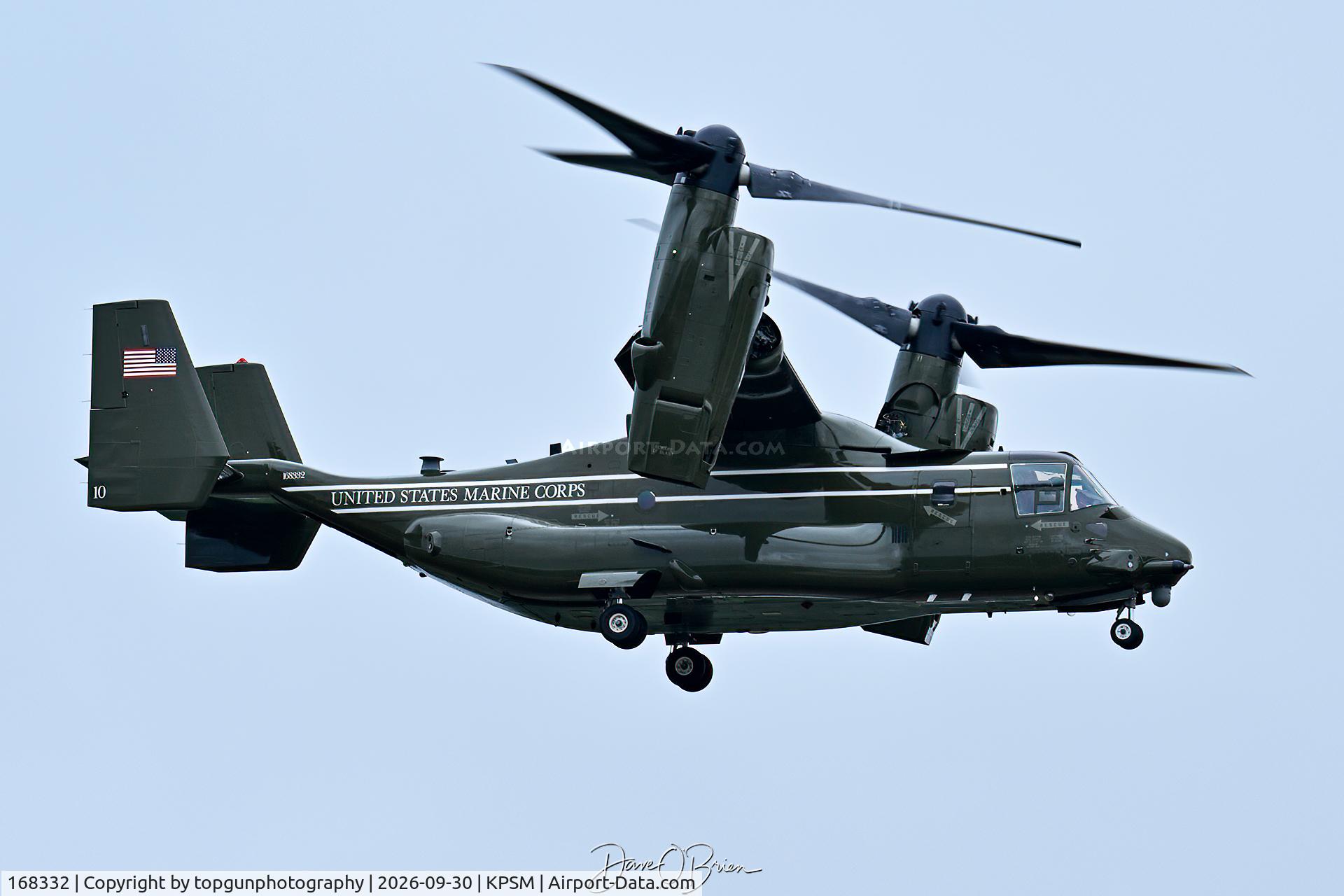 Aircraft 168332, Bell-Boeing MV-22B Osprey, c/n D0235, NIGHTHAWK33 HMX-1, at KPSM, photo by topgunphotography