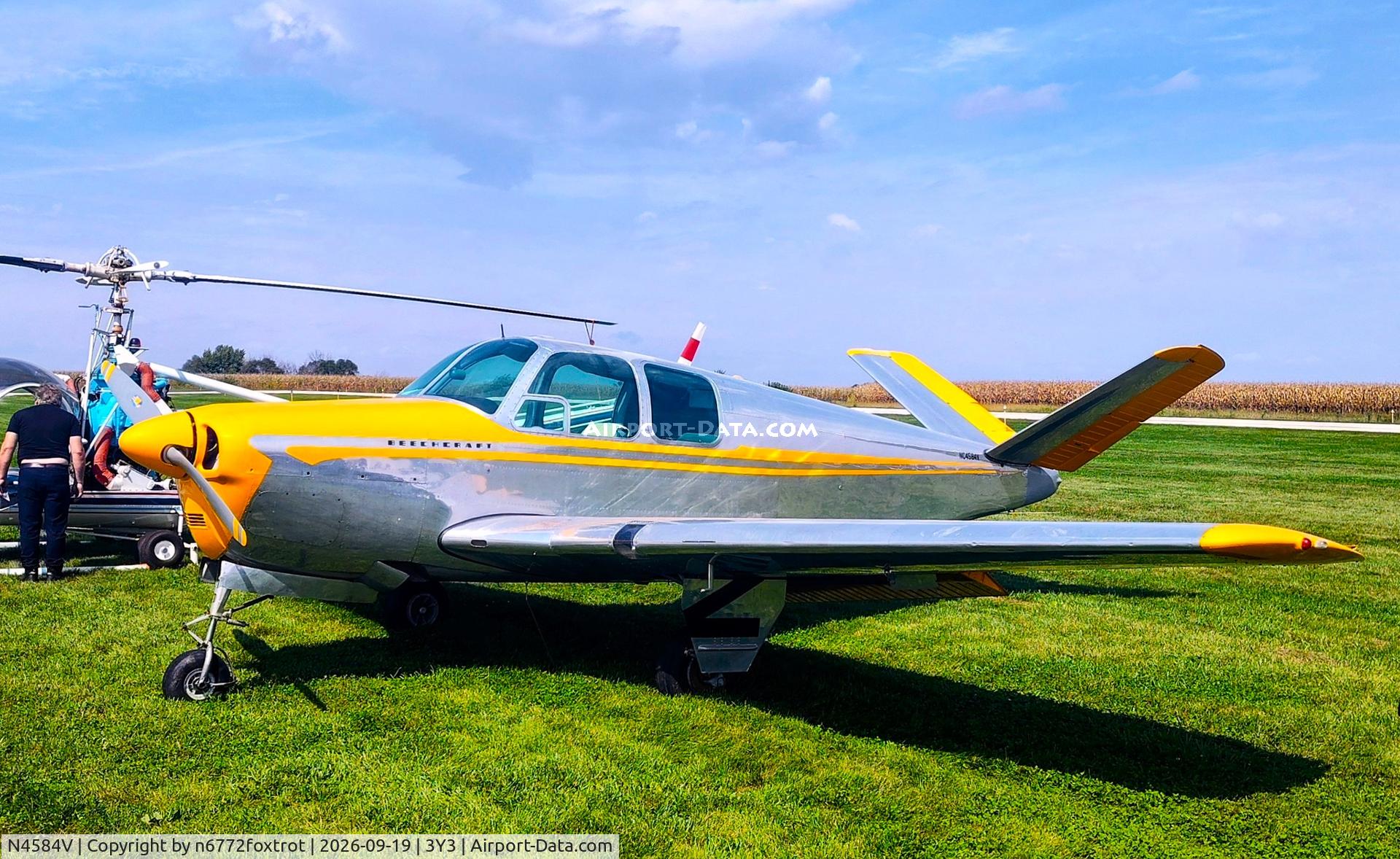 Aircraft N4584V, 1947 Beech 35 Bonanza, c/n D-1052, FLY IOWA 2026, at 3Y3, photo by n6772foxtrot