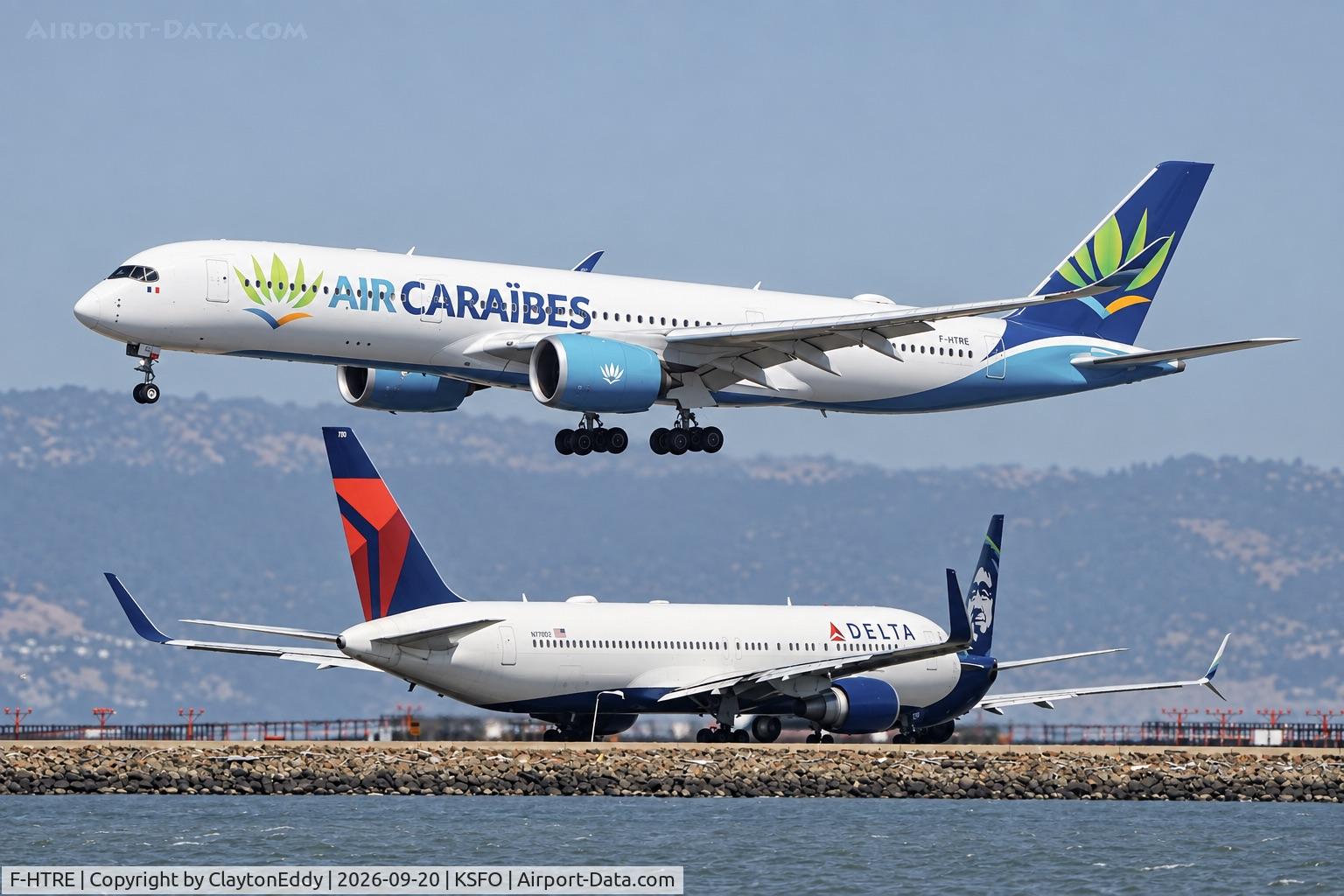 Aircraft F-HTRE, 2019 Airbus A350-941, c/n 327, SFO 2026, at KSFO, photo by ClaytonEddy