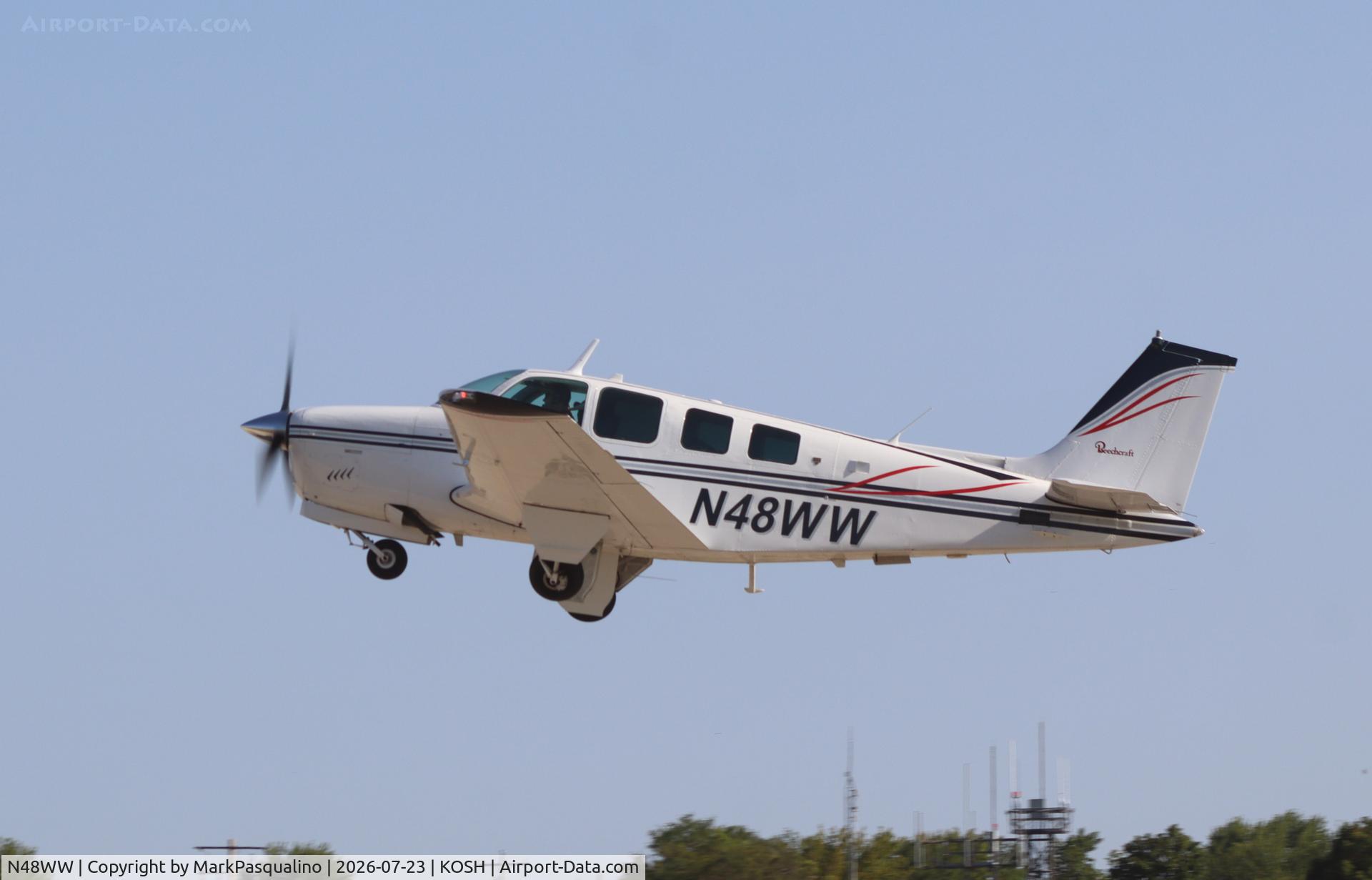 Aircraft N48WW, 1976 Beech A36 Bonanza 36, c/n E-940, Beech A36, at KOSH, photo by MarkPasqualino