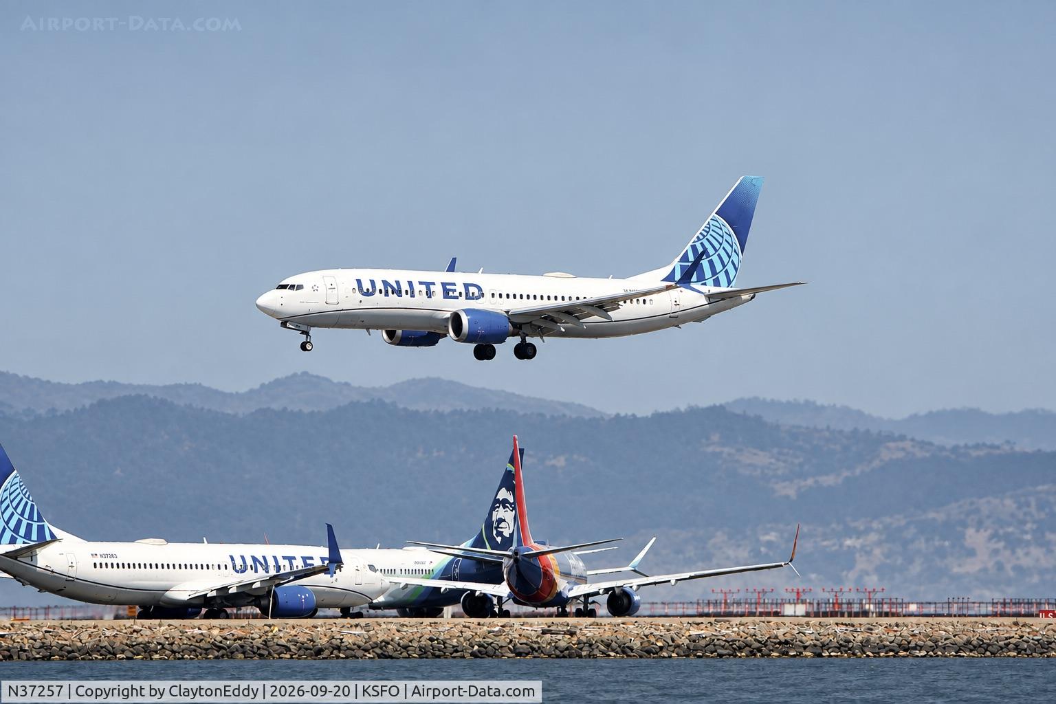 Aircraft N37257, 2021 Boeing 737-8 MAX, c/n 43442 l/n 8111, SFO 2026, at KSFO, photo by ClaytonEddy
