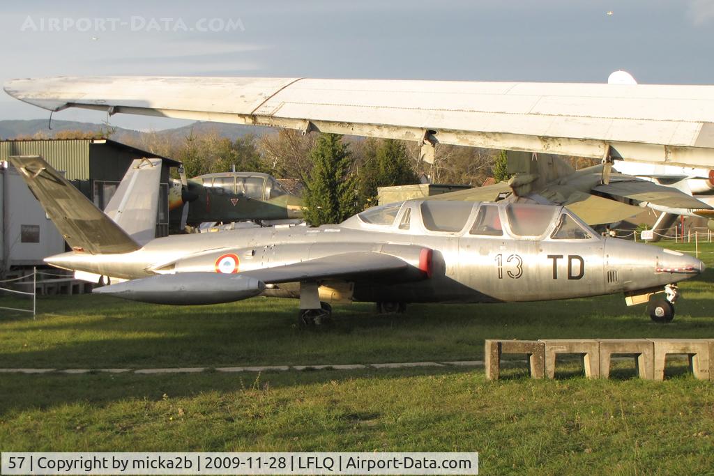 Aircraft 57, Fouga CM-170 Magister, c/n 57, Preserved, at LFLQ, photo by micka2b