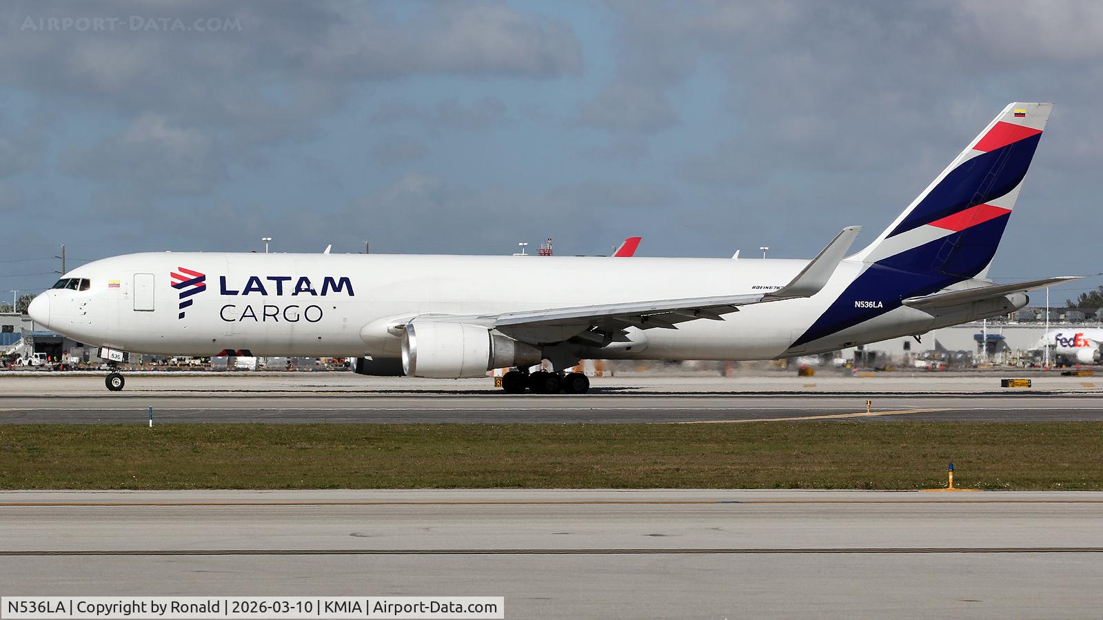 Aircraft N536LA, 2001 Boeing 767-316F, c/n 32573, at mia, at KMIA, photo by Ronald