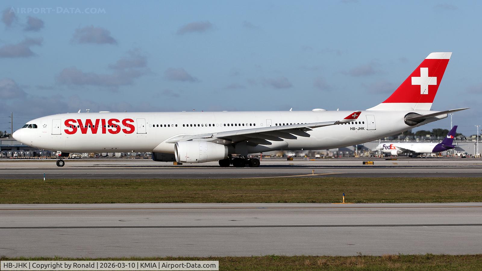 Aircraft HB-JHK, 2011 Airbus A330-343X, c/n 1276, at mia, at KMIA, photo by Ronald
