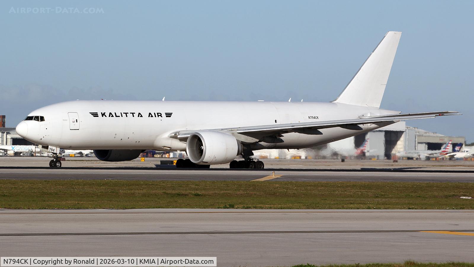Aircraft N794CK, 2012 Boeing 777-F1H, c/n 35609 l/n 1060, at mia, at KMIA, photo by Ronald
