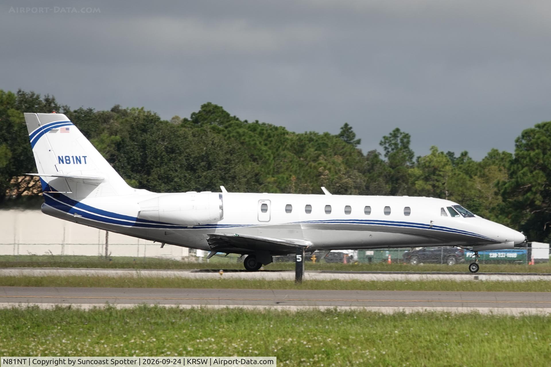 Aircraft N81NT, 2011 Cessna 680 Citation Sovereign, c/n 680-0305, Jet Speed 305 departs Southwest Florida International Airport enroute to Fort Lauderdale-Hollywood International Airport, at KRSW, photo by Suncoast Spotter