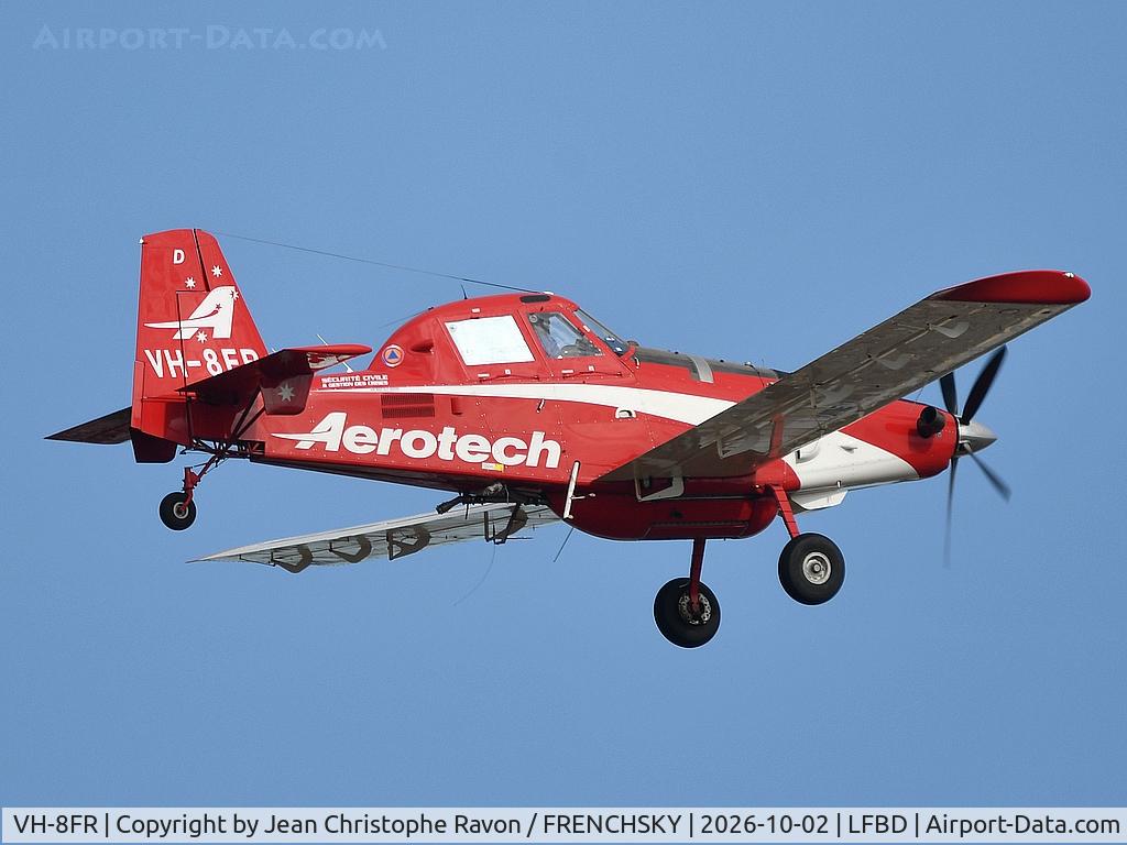 Aircraft VH-8FR, 2024 Air Tractor Inc AT-802, c/n 802-1140, To Malte, at LFBD, photo by Jean Christophe Ravon / FRENCHSKY