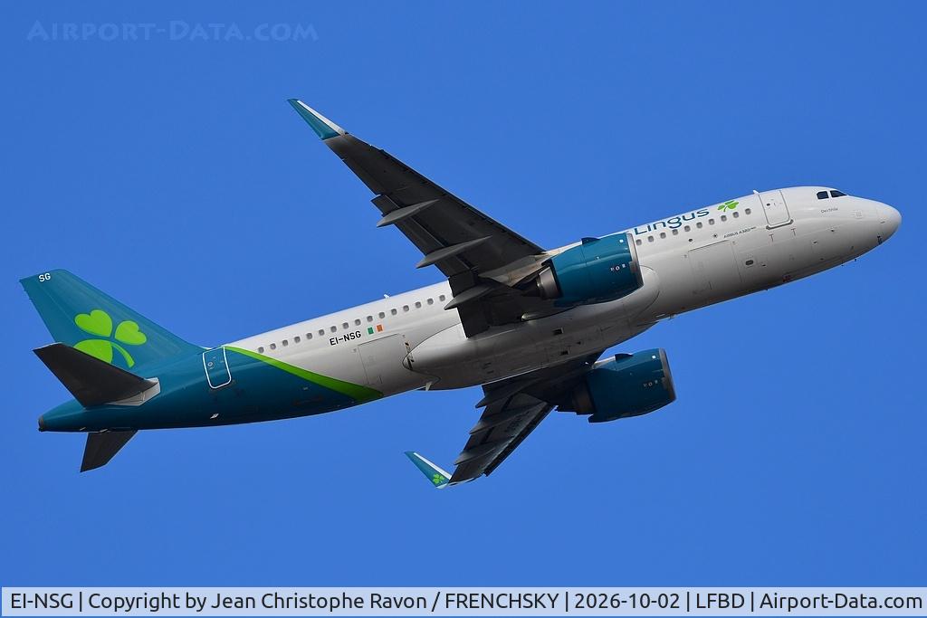 Aircraft EI-NSG, 2025 Airbus A320-251N, c/n 12462, Bordeaux (BOD) Dublin (DUB) EI503, at LFBD, photo by Jean Christophe Ravon / FRENCHSKY