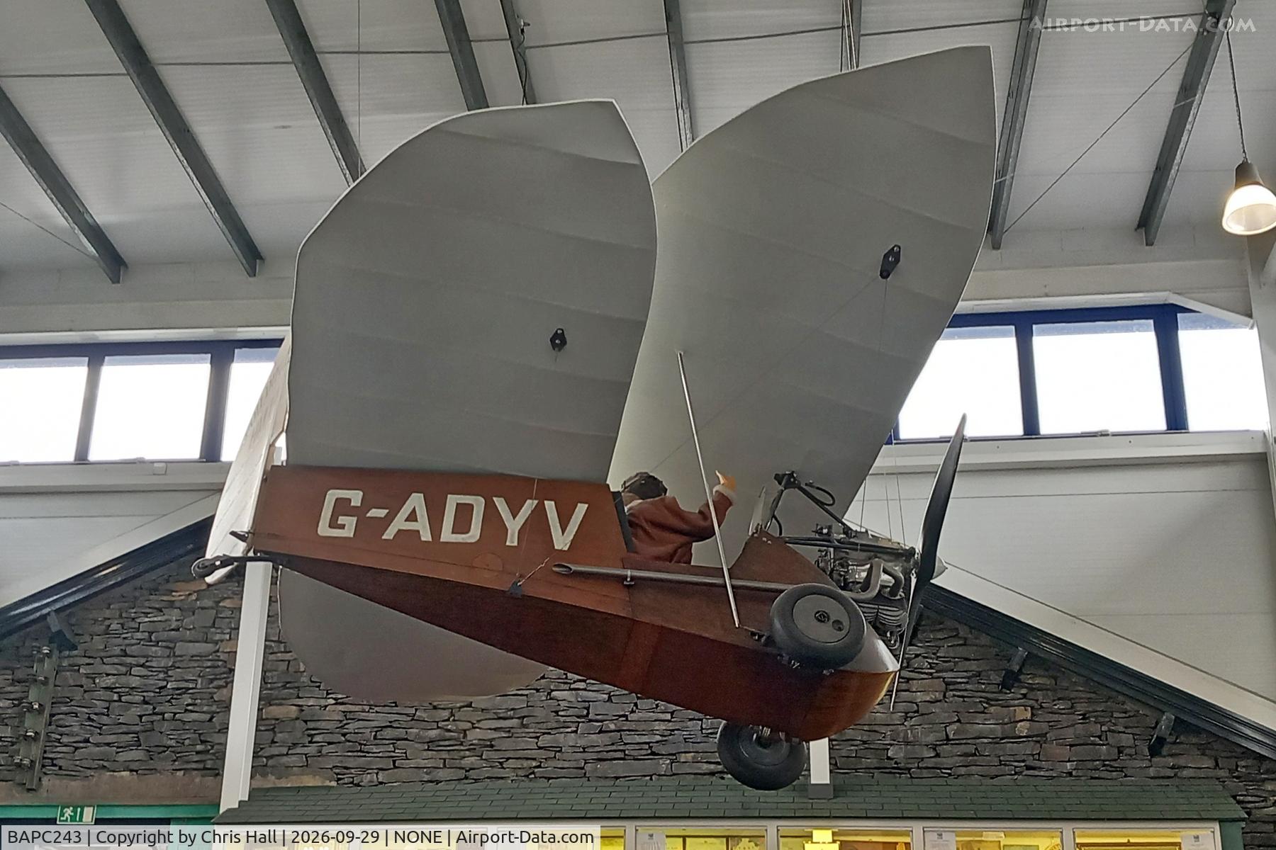 Aircraft BAPC243, 1994 Mignet HM.14 Pou-du-Ciel (replica), c/n BAPC.243, Lakeland Motor Museum, at NONE, photo by Chris Hall