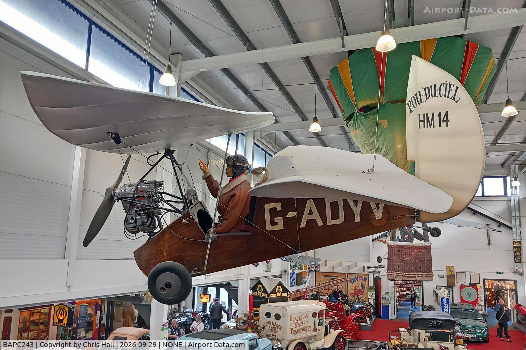 Aircraft BAPC243, 1994 Mignet HM.14 Pou-du-Ciel (replica), c/n BAPC.243, Lakeland Motor Museum, at NONE, photo by Chris Hall
