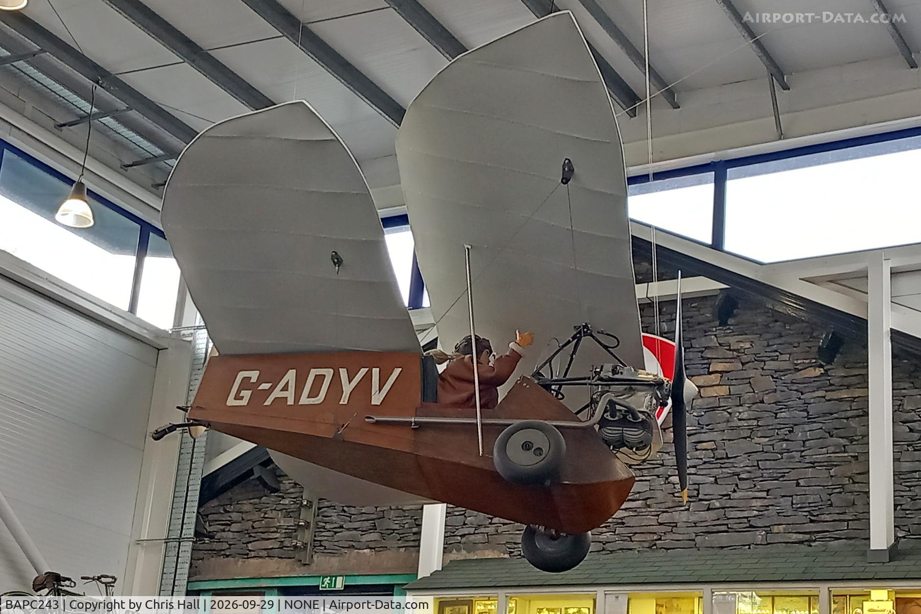 Aircraft BAPC243, 1994 Mignet HM.14 Pou-du-Ciel (replica), c/n BAPC.243, Lakeland Motor Museum, at NONE, photo by Chris Hall