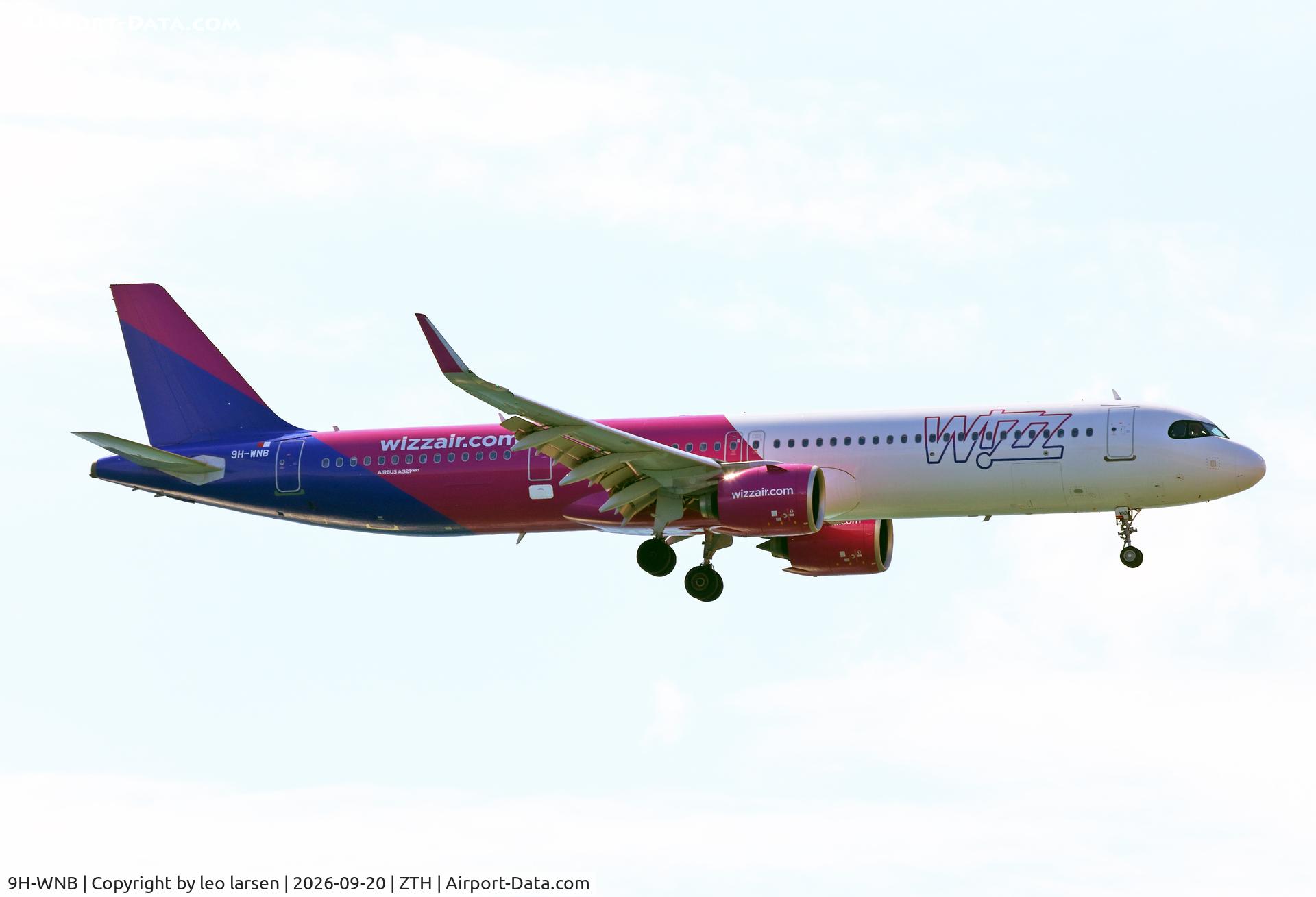 Aircraft 9H-WNB, Airbus 321-271NX, c/n 11748, Zakynthos 20.9.2026, at ZTH, photo by leo larsen