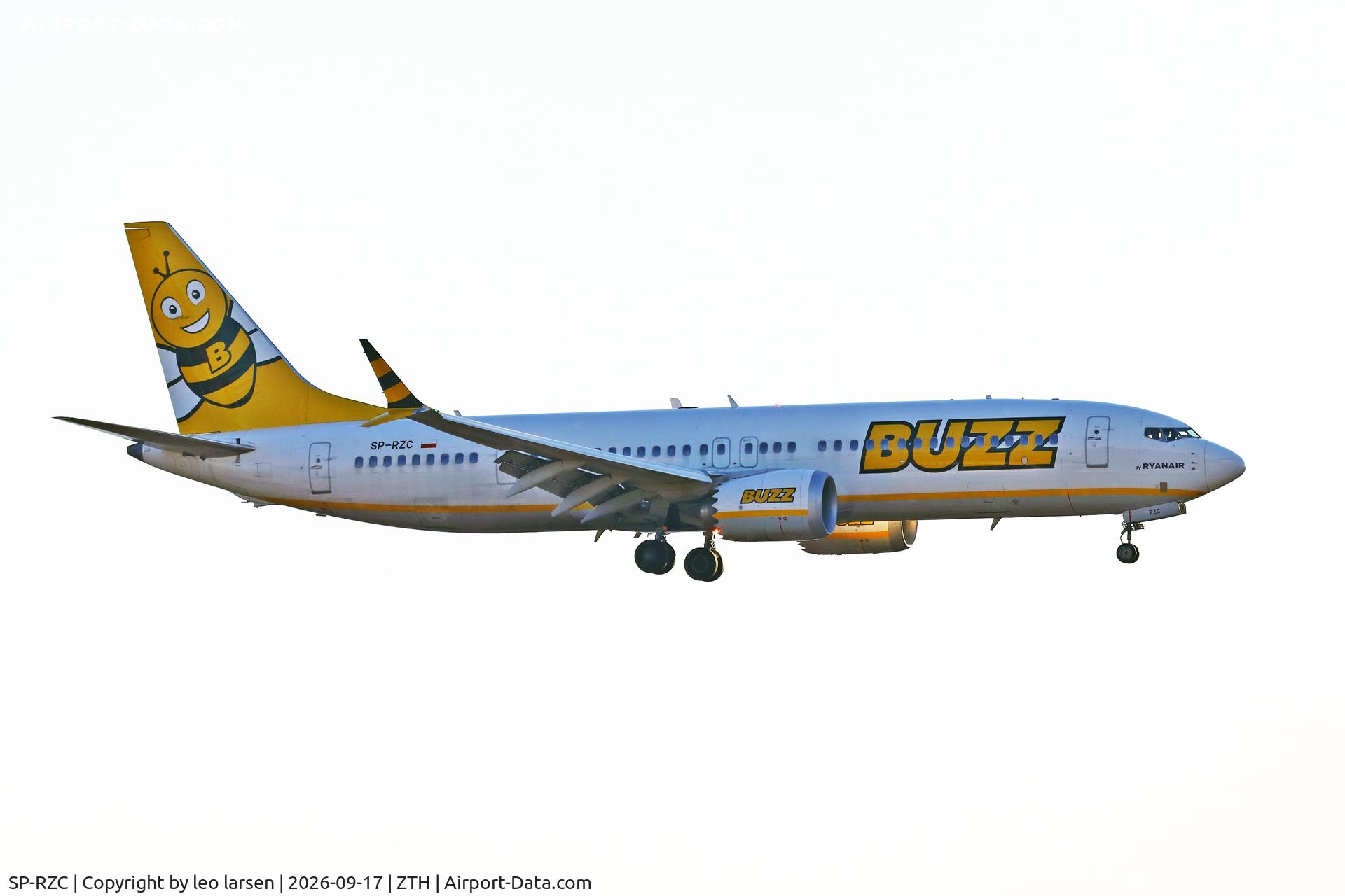 Aircraft SP-RZC, 2019 Boeing 737-8-200 MAX, c/n 62315, Zakynthos 17.9.2026, at ZTH, photo by leo larsen