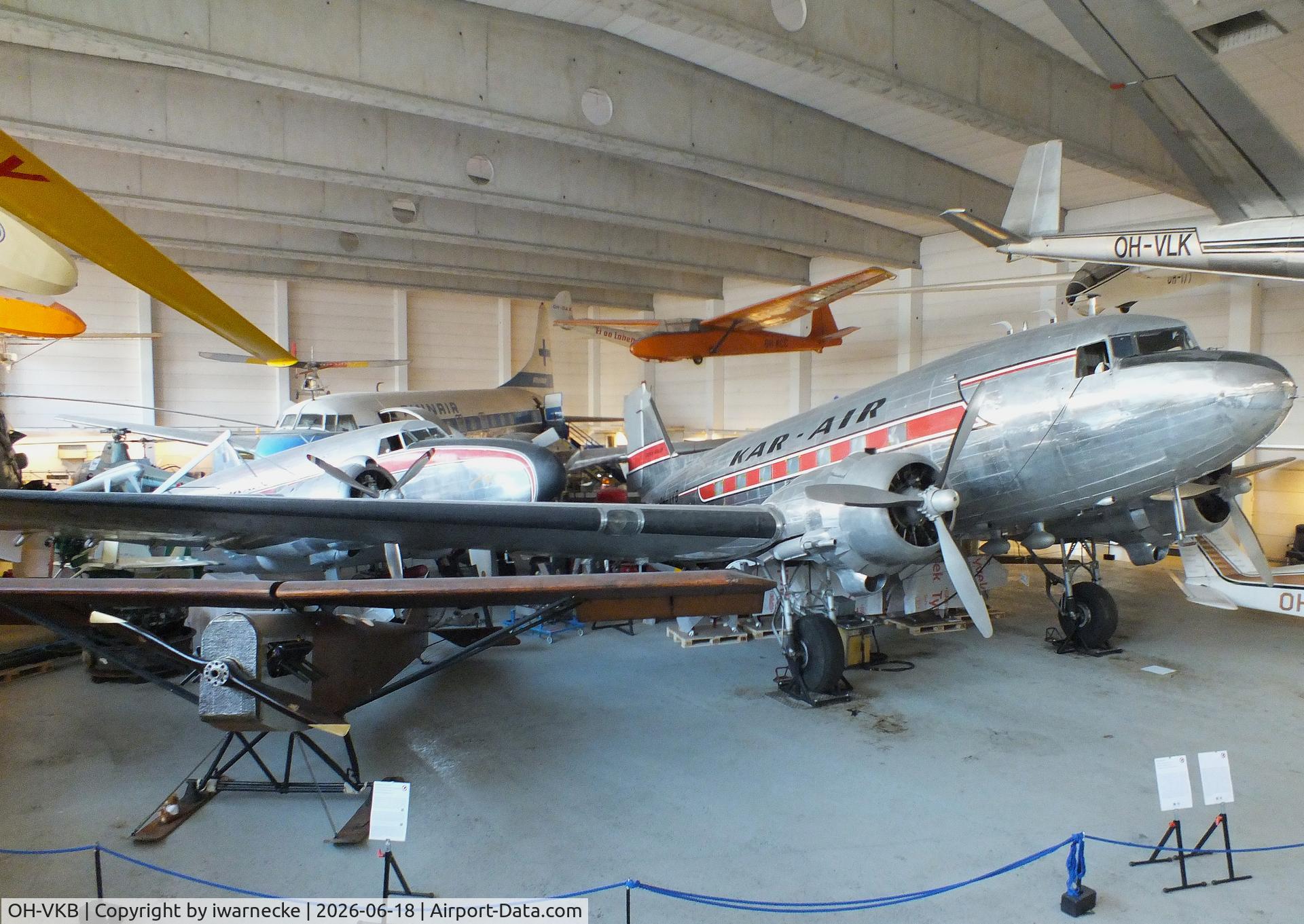 Aircraft OH-VKB, 1937 Douglas DC-3-214, c/n 1975, Douglas DC-3-214 at the Suomen Ilmailumuseo (Finnish Aviation Museum), Vantaa, photo by iwarnecke