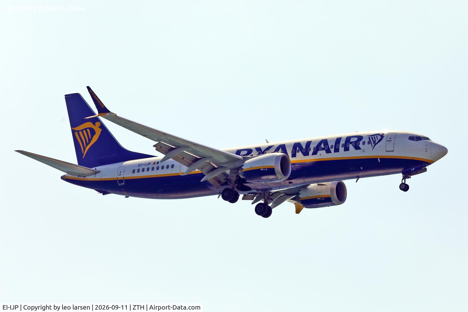 Aircraft EI-IJP, 2024 Boeing 737-8 MAX 200, c/n 67103 l/n 8922, Zakynthos 11.9.2026, at ZTH, photo by leo larsen