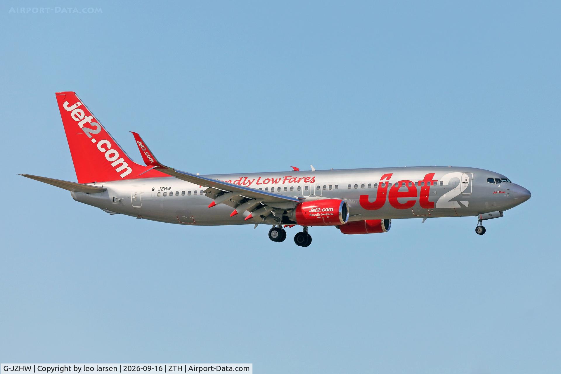 Aircraft G-JZHW, 2016 Boeing 737-800, c/n 63153, Zakynthos 16.9.2026, at ZTH, photo by leo larsen