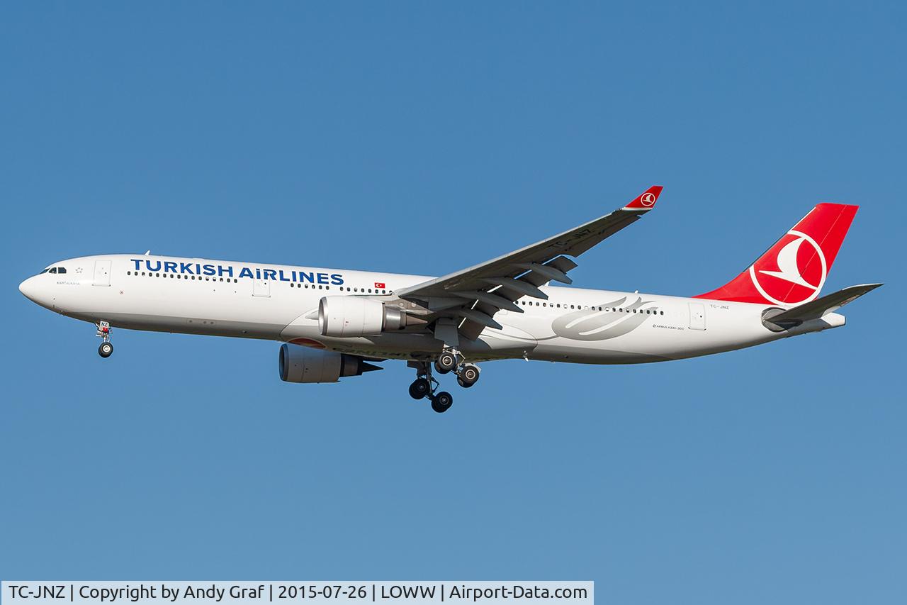 Aircraft TC-JNZ, 2013 Airbus A330-303, c/n 1487, Turkish A330-300, at LOWW, photo by Andy Graf