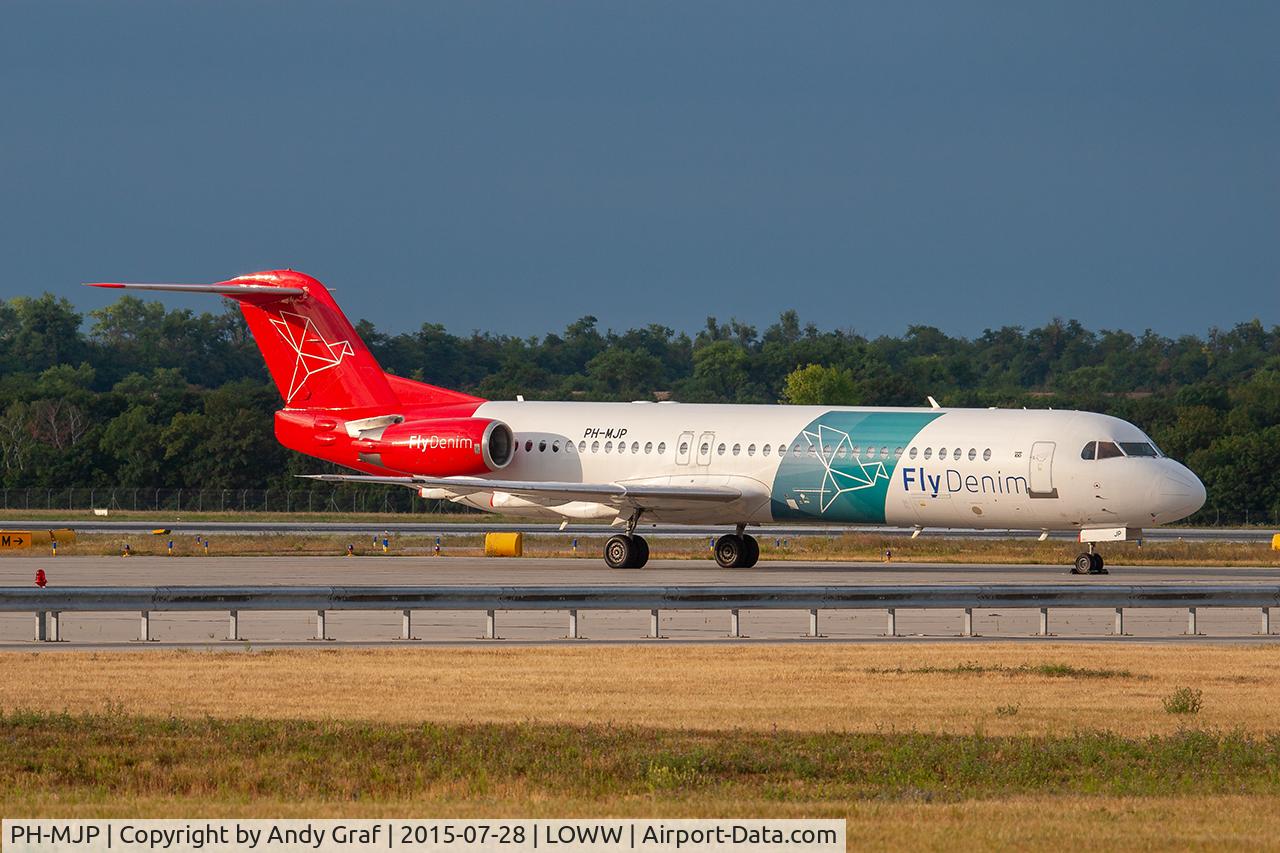 Aircraft PH-MJP, 1995 Fokker 100 (F-28-0100), c/n 11505, Fly Denim F100, at LOWW, photo by Andy Graf