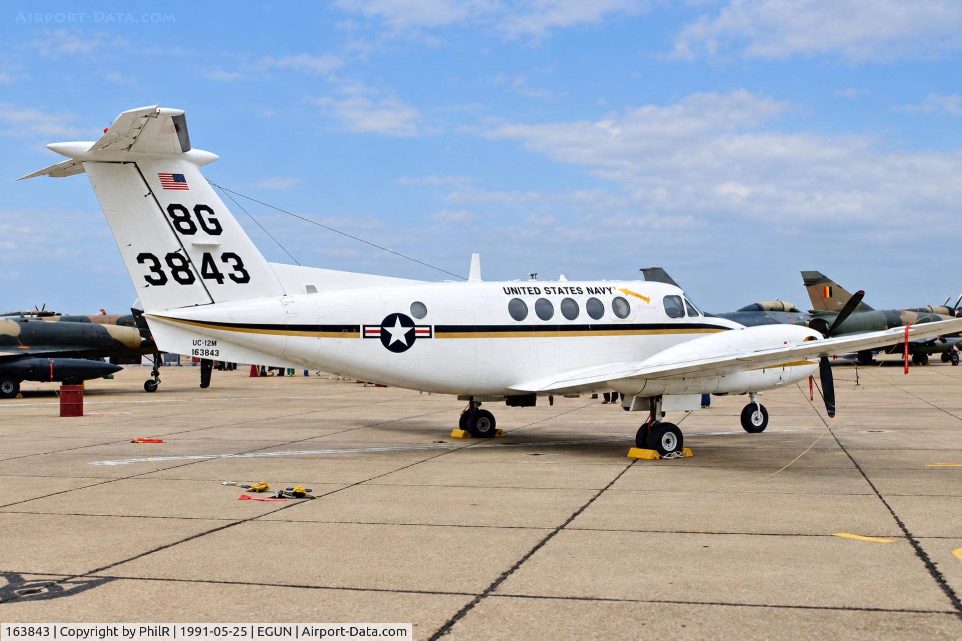 Aircraft 163843, 1987 Beech UC-12M Huron, c/n BV-8, 163843 1987 Beech UC12M Huron US Navy Mildenhall, at EGUN, photo by PhilR