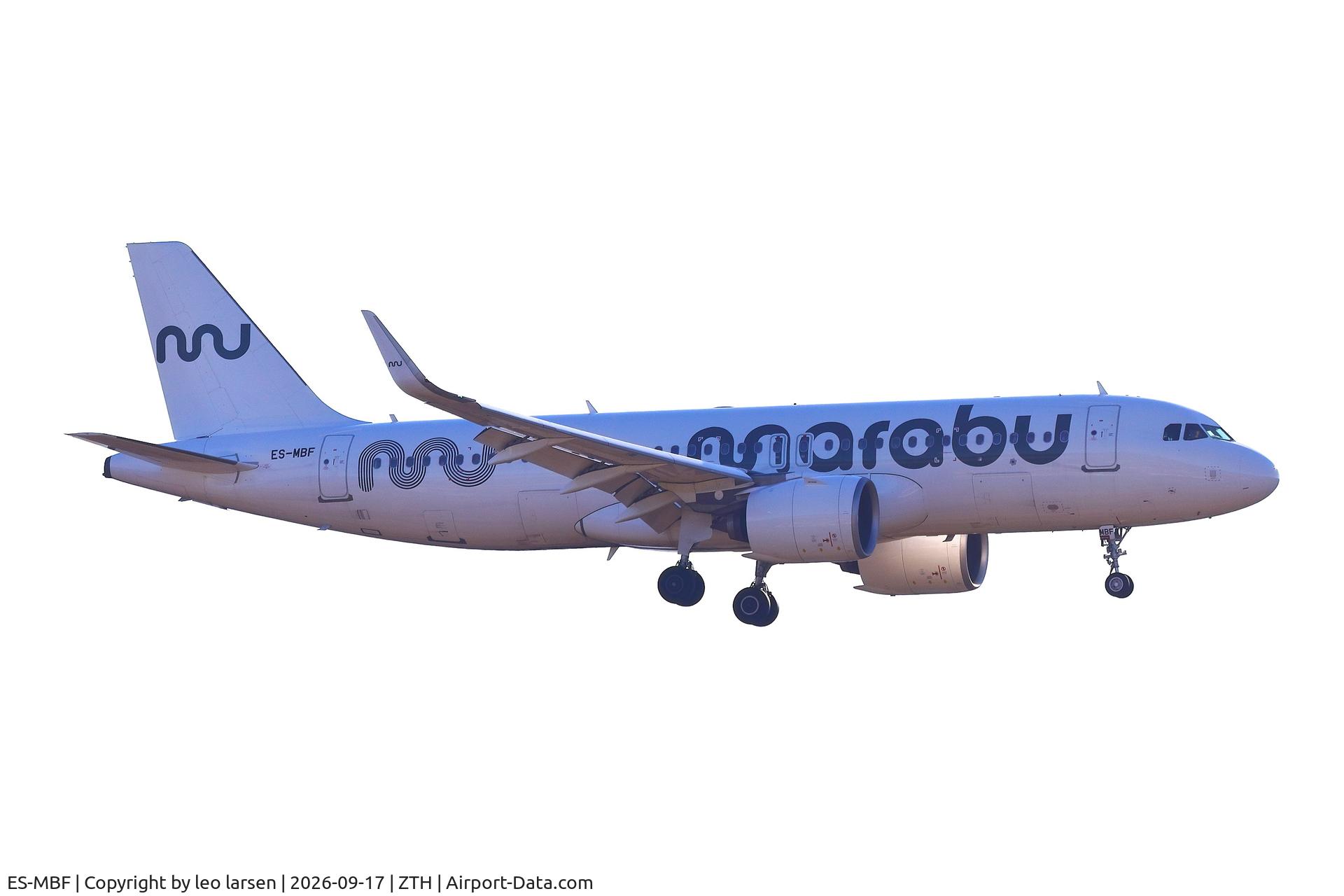 Aircraft ES-MBF, 2018 Airbus A320-271N, c/n 8440, Zakynthos 17.9.2026, at ZTH, photo by leo larsen