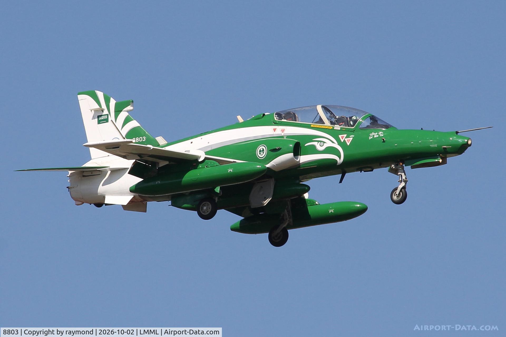 Aircraft 8803, British Aerospace Hawk Mk.165, c/n ST026, Bae Hawk T.165 reg 8803 of RSAF Aerobatic Team landing in Malta RW13., at LMML, photo by raymond