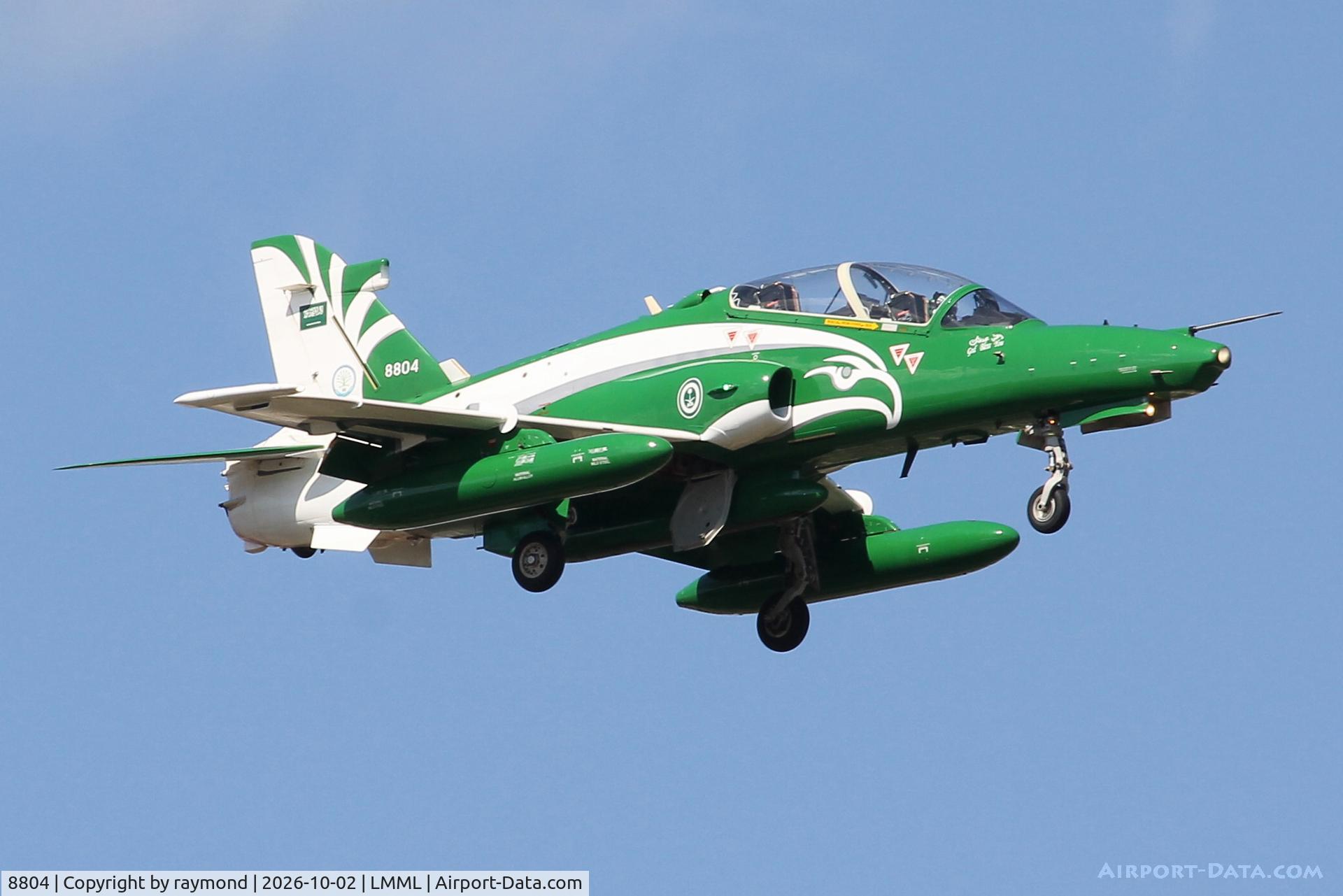 Aircraft 8804, British Aerospace Hawk Mk.165, c/n ST035, Bae Hawk T.165 reg 8804 of RSAF Aerobatic Team approaching RW13 Malta., at LMML, photo by raymond