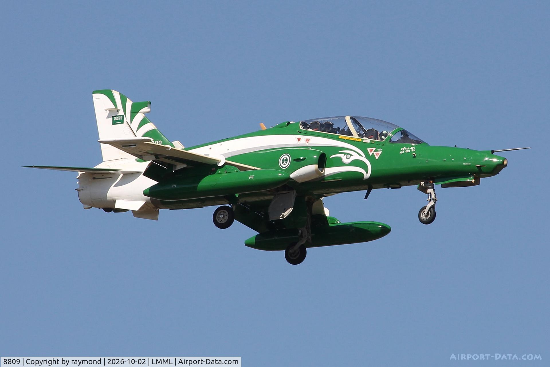 Aircraft 8809, British Aerospace Hawk Mk.165, c/n ST025, Bae Hawk T.165 reg 8809 of RSAF Aerobatic Team approaching RW13 Malta., at LMML, photo by raymond