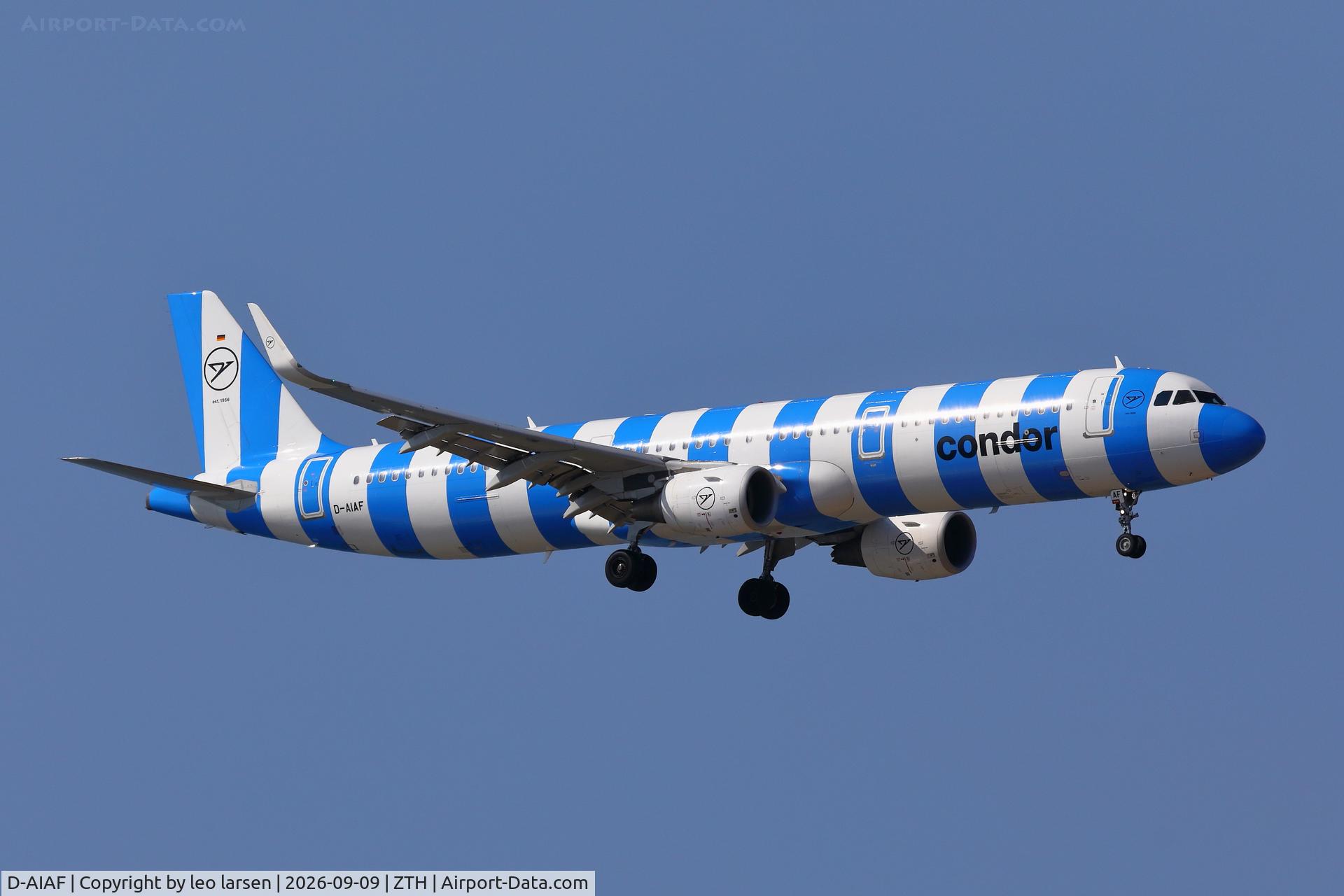 Aircraft D-AIAF, 2015 Airbus A321-211, c/n 6459, Zakynthos 9.9.2026, at ZTH, photo by leo larsen