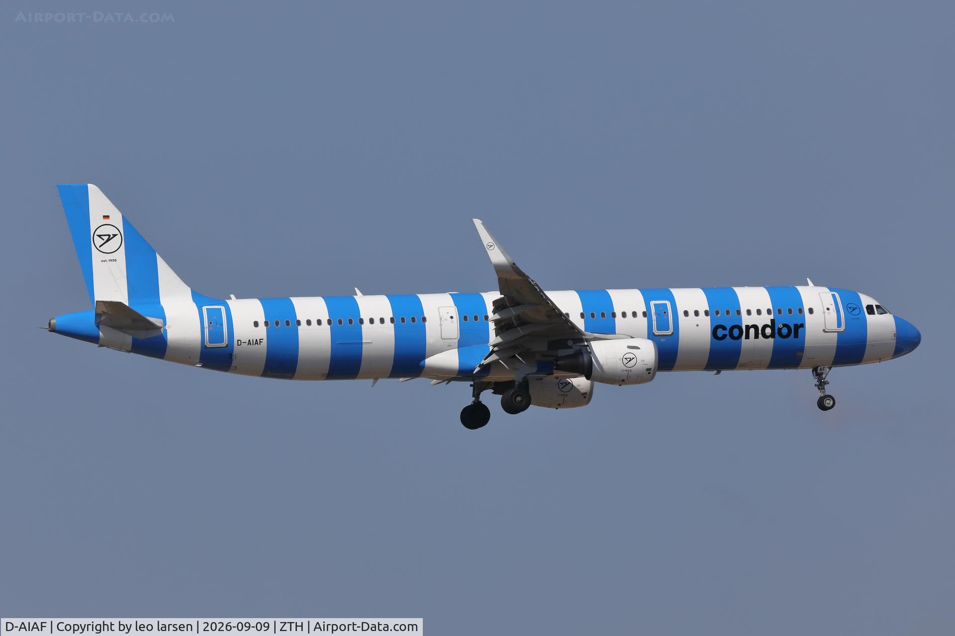 Aircraft D-AIAF, 2015 Airbus A321-211, c/n 6459, Zakynthos 9.9.2026, at ZTH, photo by leo larsen