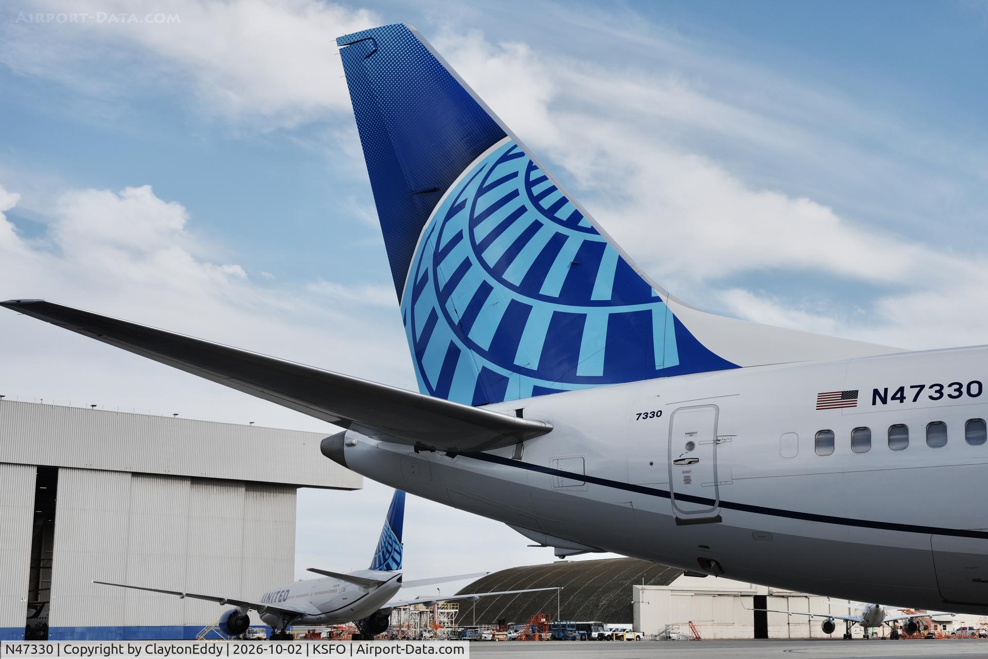 Aircraft N47330, 2023 Boeing 737-8 MAX, c/n 67588 l/n 8804, SFO 2026, at KSFO, photo by ClaytonEddy