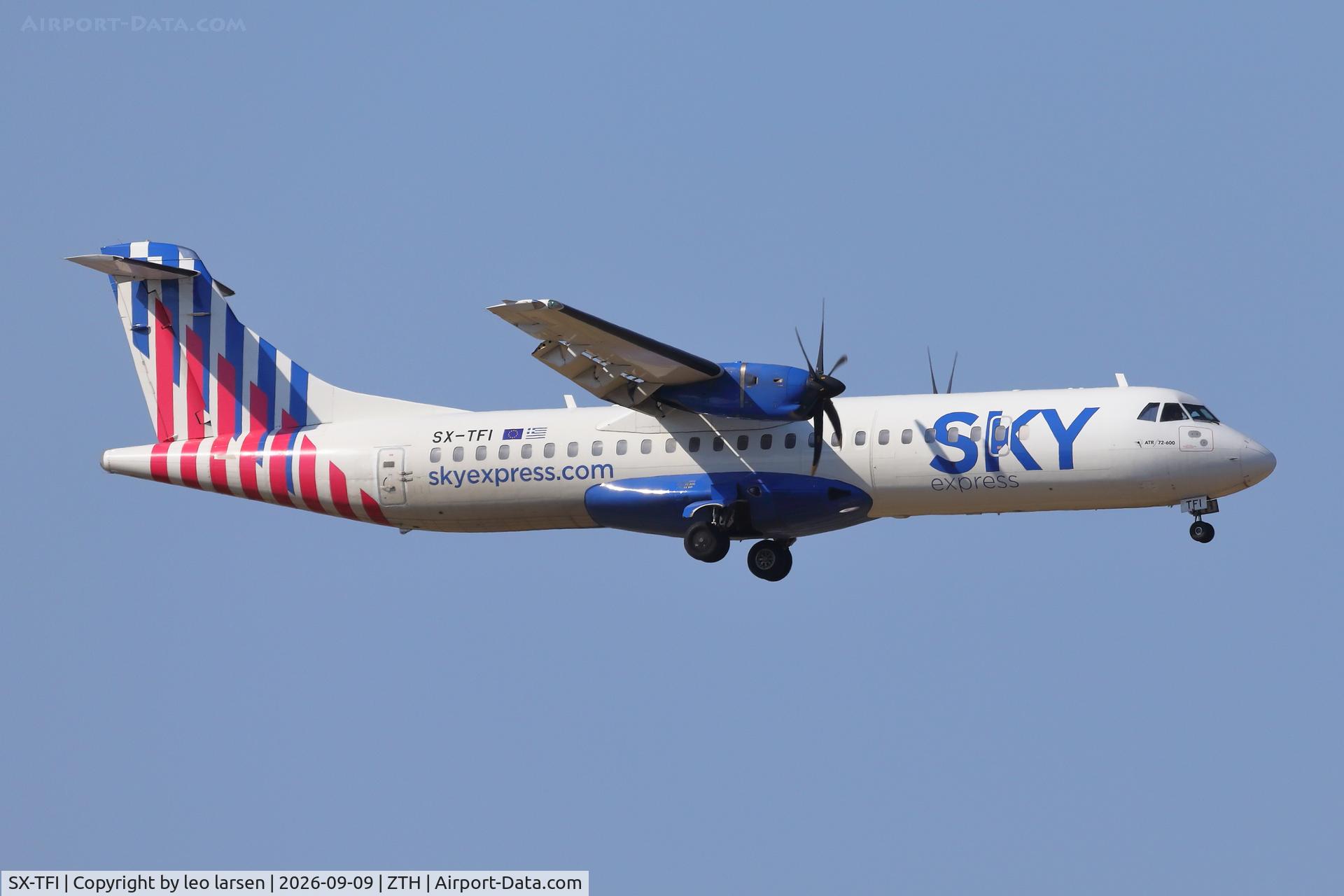 Aircraft SX-TFI, 2024 ATR 72-212A (600), c/n 1689, Zakynthos 9.9.2026, at ZTH, photo by leo larsen