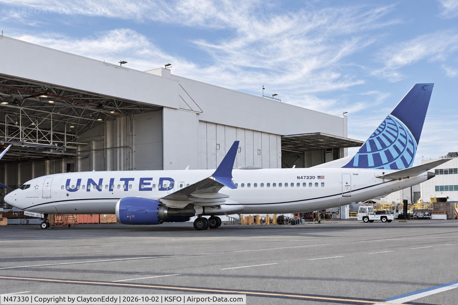 Aircraft N47330, 2023 Boeing 737-8 MAX, c/n 67588 l/n 8804, SFO 2026, at KSFO, photo by ClaytonEddy