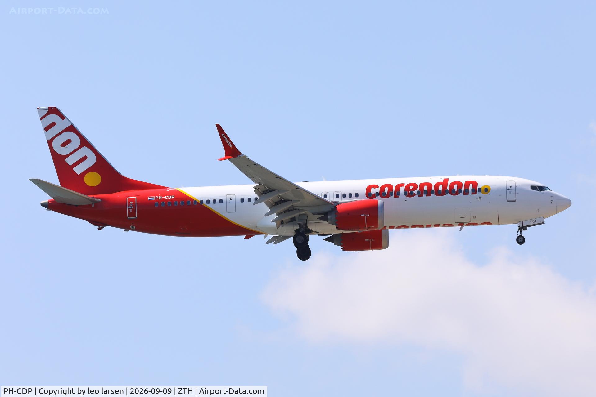 Aircraft PH-CDP, 2023 Boeing 737-9 MAX, c/n 66348 l/n 8712, Zakynthos 9.9.2026, at ZTH, photo by leo larsen