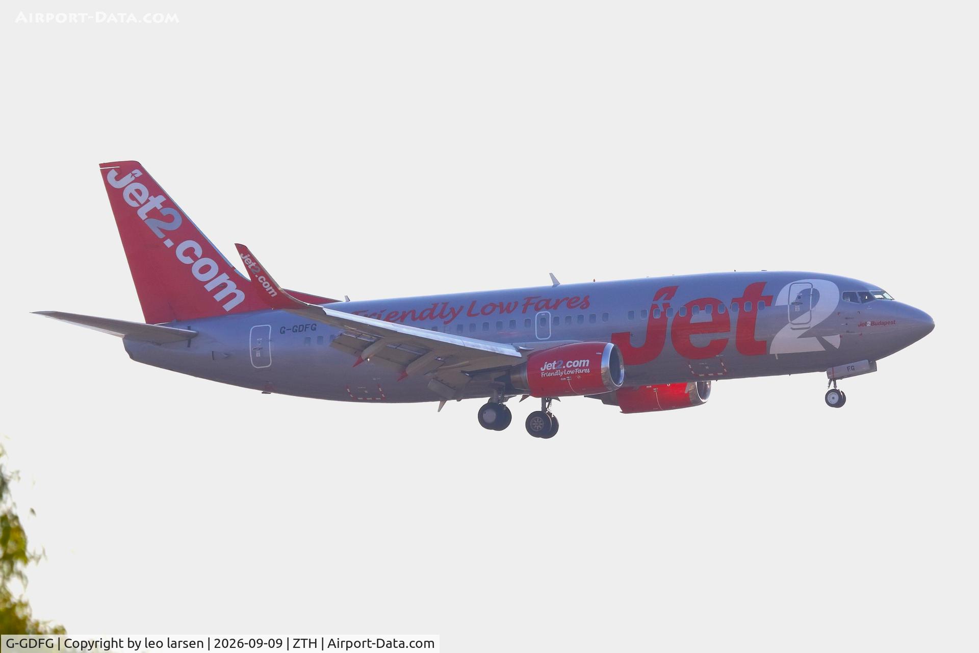 Aircraft G-GDFG, 1997 Boeing 737-36Q, c/n 28658 l/n 2865, Zakynthos 9.9.2026, at ZTH, photo by leo larsen