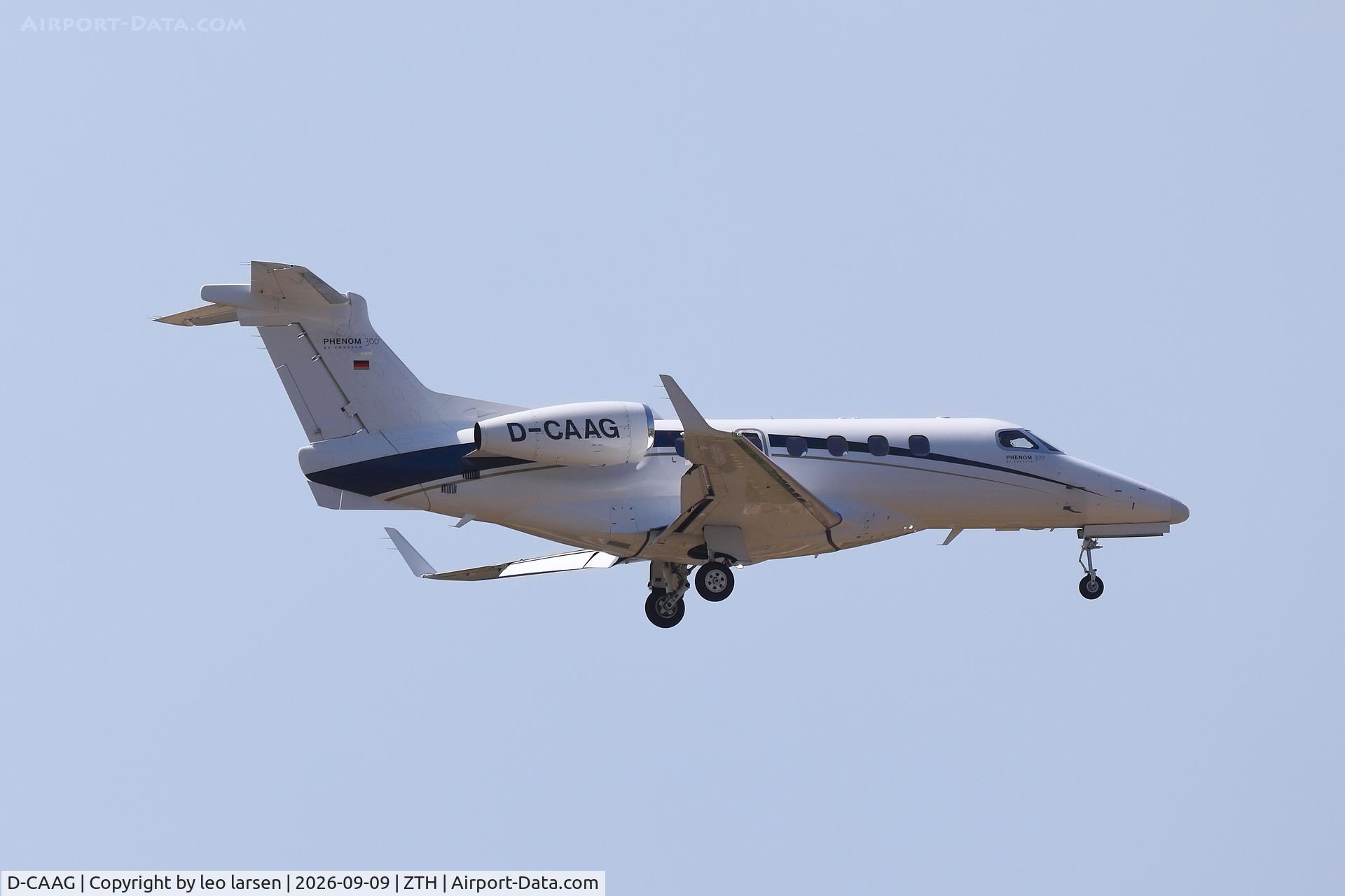Aircraft D-CAAG, 2013 Embraer EMB-505 Phenom 300, c/n 50500195, Zakynthos 9.9.2026, at ZTH, photo by leo larsen