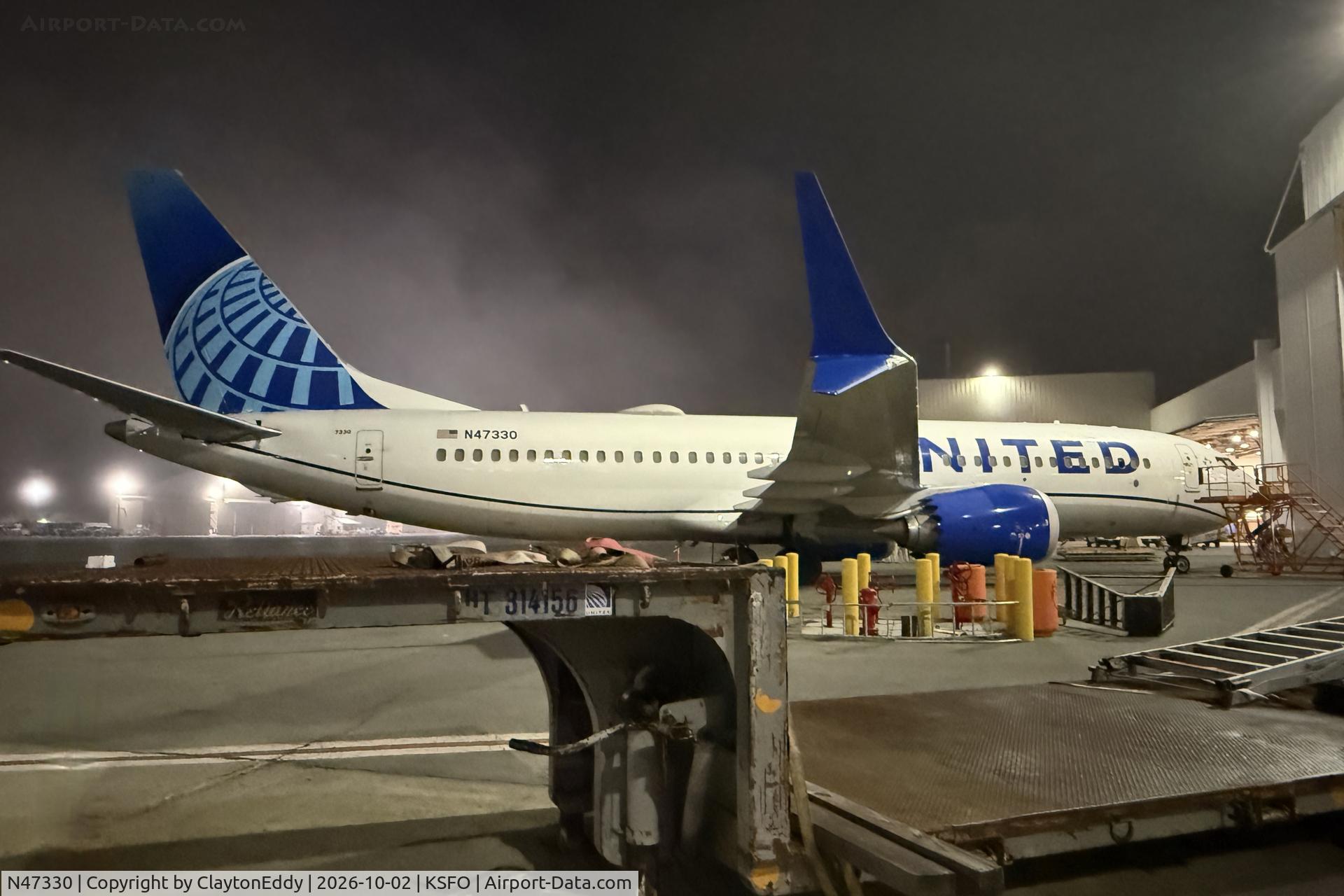 Aircraft N47330, 2023 Boeing 737-8 MAX, c/n 67588 l/n 8804, Morning SFO 2026, at KSFO, photo by ClaytonEddy