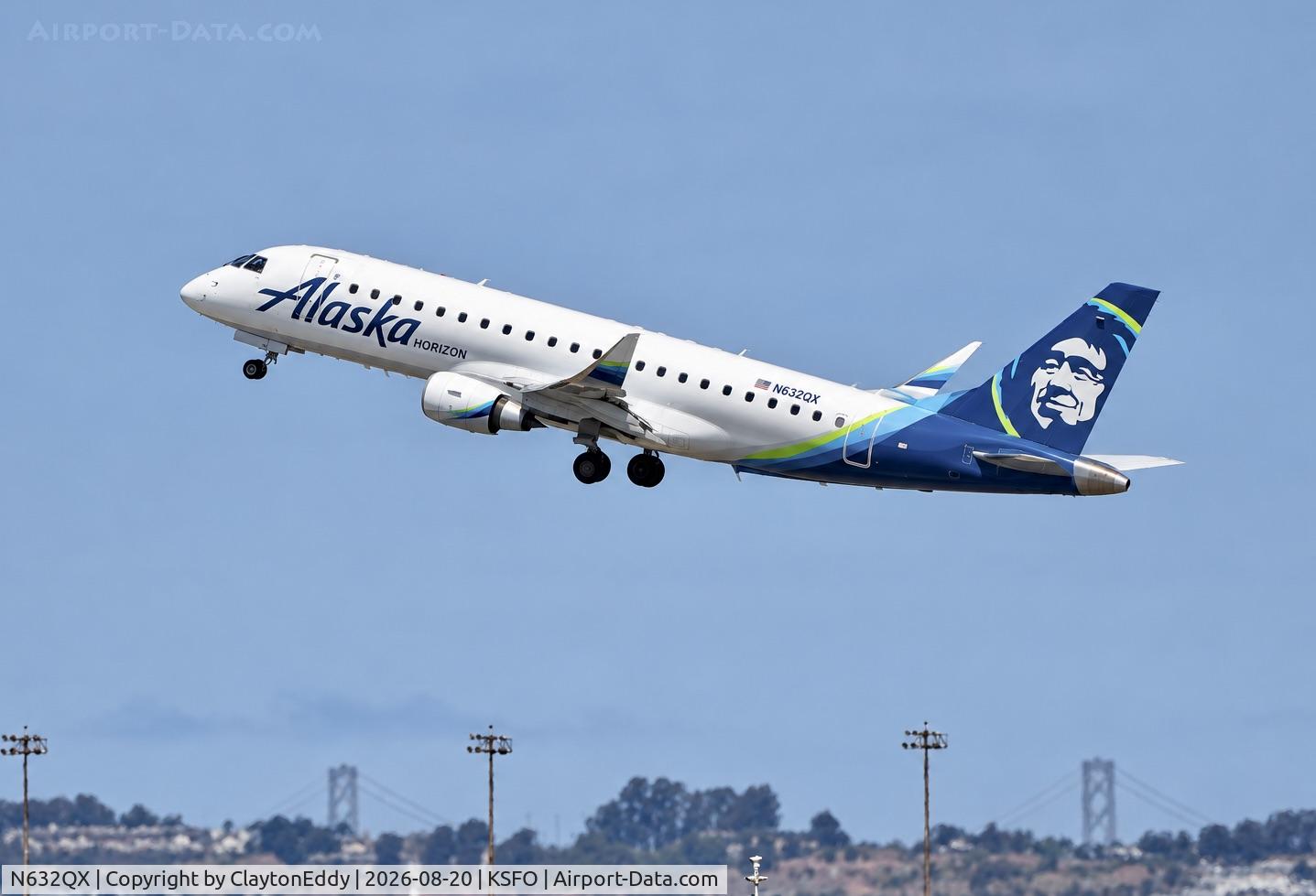 Aircraft N632QX, 2018 Embraer 175LR (ERJ-170-200LR), c/n 17000718, SFO 2026, at KSFO, photo by ClaytonEddy