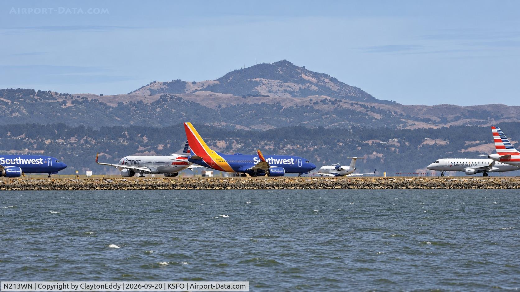 Aircraft N213WN, 2005 Boeing 737-7H4, c/n 34217, SFO 2026, at KSFO, photo by ClaytonEddy