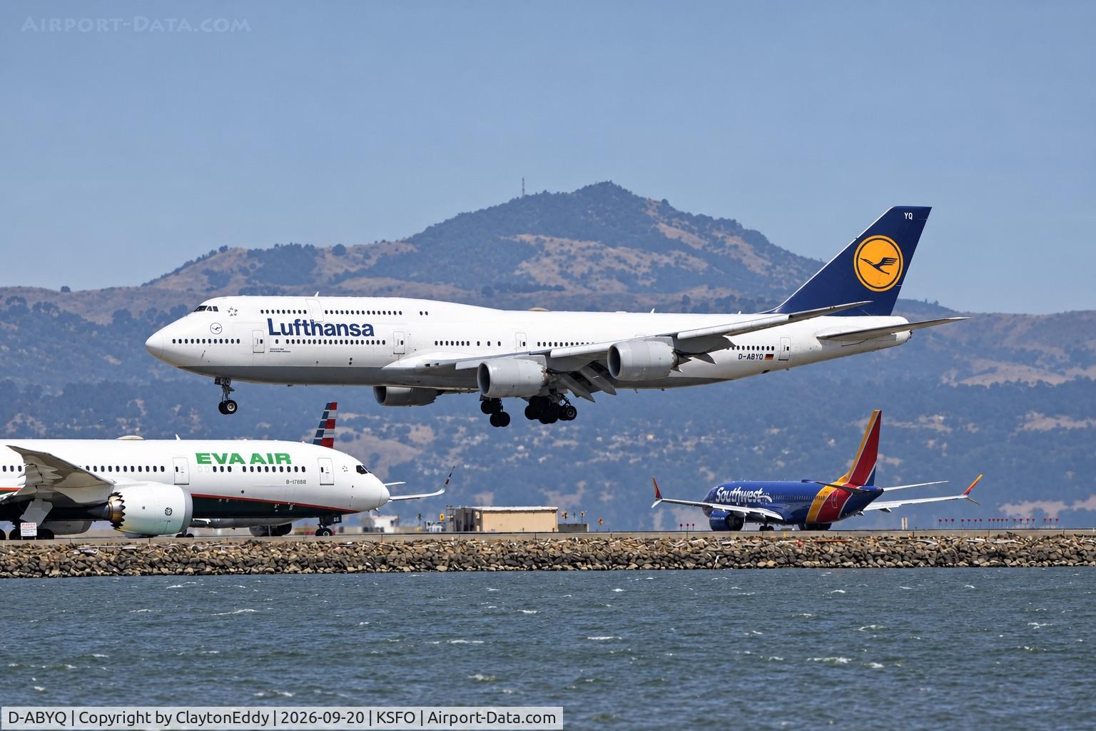 Aircraft D-ABYQ, 2014 Boeing 747-830, c/n 37840 l/n 1503, SFO 2026, at KSFO, photo by ClaytonEddy