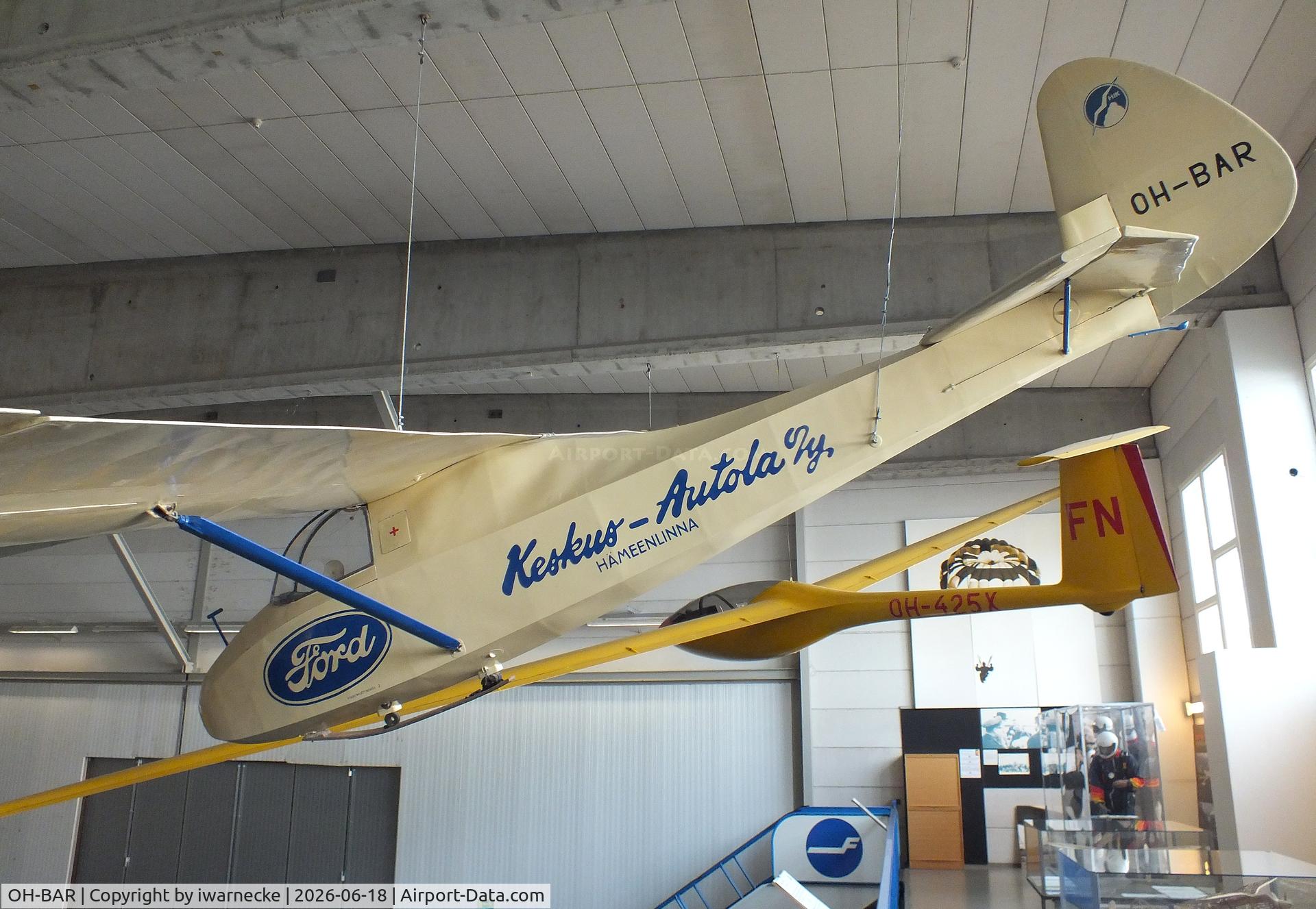 Aircraft OH-BAR, Schneider DFS 108-49 Grunau Baby IIb, c/n 27, Schneider DFS 108-49 Grunau Baby IIb at the Suomen Ilmailumuseo (Finnish Aviation Museum), Vantaa, photo by iwarnecke