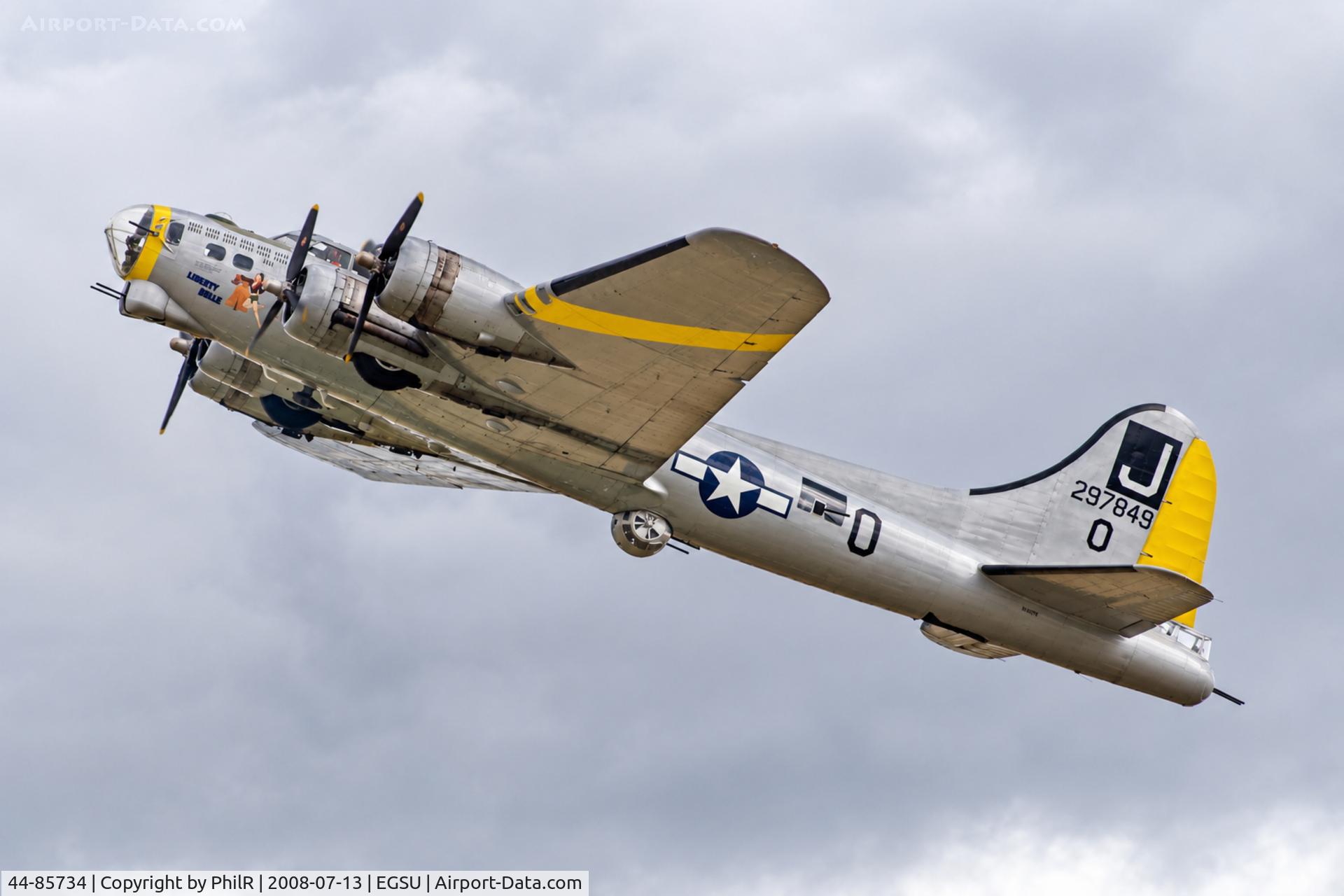 Aircraft 44-85734, 1944 Boeing B-17G Flying Fortress, c/n Not found 44-85734, 42-97849 (44-85734, N390TH) 1944 Boeing B-17G Flying Fortress 'Liberty Belle' USAAF Flying Legends Duxford, at EGSU, photo by PhilR