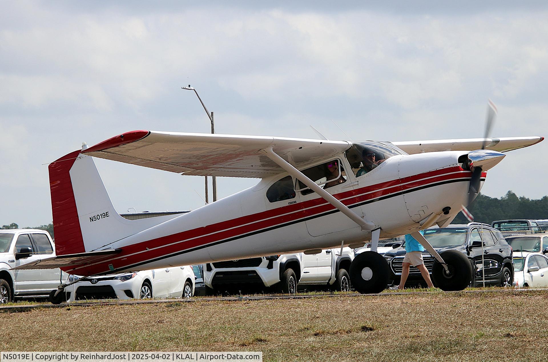 Aircraft N5019E, 1958 Cessna 180A, c/n 50319, Taxiing during Sun'n'Fun 2025, at KLAL, photo by ReinhardJost