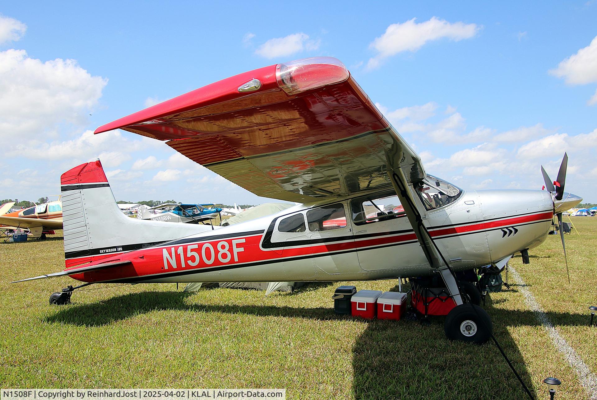 Aircraft N1508F, 1964 Cessna 185D Skywagon, c/n 1850816, Relaxing at Sun'n'Fun 2025, Lakeland, FL, at KLAL, photo by ReinhardJost