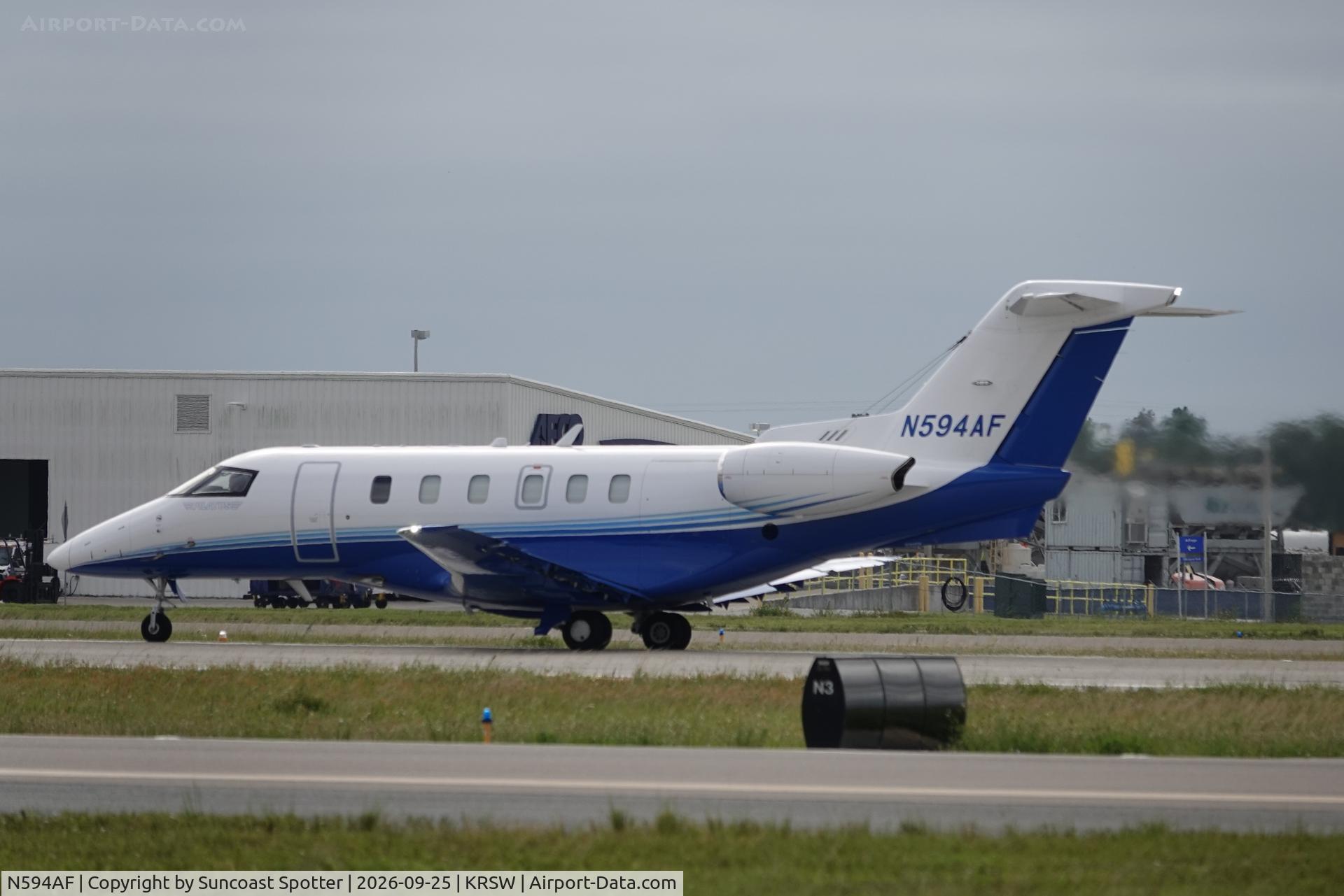 Aircraft N594AF, 2025 Pilatus Aircraft Ltd PC-24, c/n 594, Chronos 603 departs Southwest Florida International Airport enroute to Nashville International Airport, at KRSW, photo by Suncoast Spotter